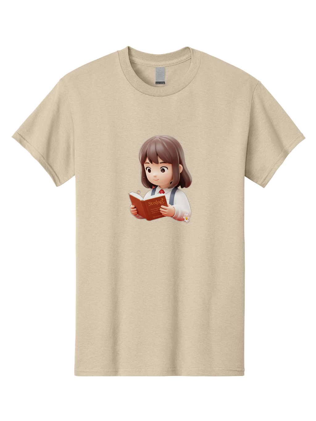 Student-Reading-Study Men'S Graphic Tee, 100% Cotton, Comfortable Casual Summer Wear, Machine Washable, Cartoon Girl Reading, Study Materials, Education Concept, Learning Resources, Student Character, Study Book, Knowledge Acquisition Bac496