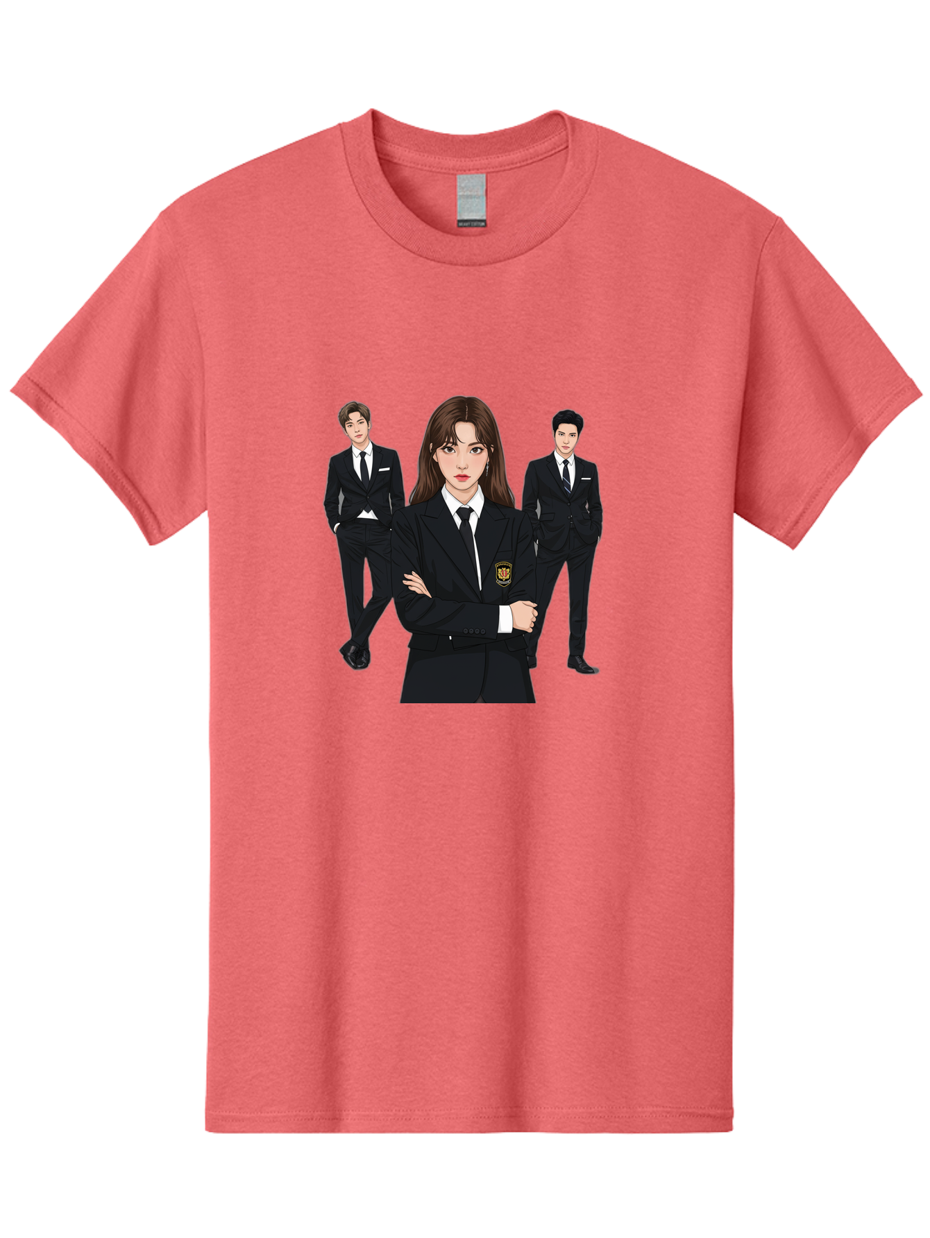 Students-In-Uniform Men'S Graphic Tee, 100% Cotton, Comfortable Casual Summer Wear, Machine Washable, K-Pop Inspired Fashion, Korean Drama Characters, High School Uniforms, Confident Female Lead, Male Supporting Characters, Stylish Outfits, Bac497