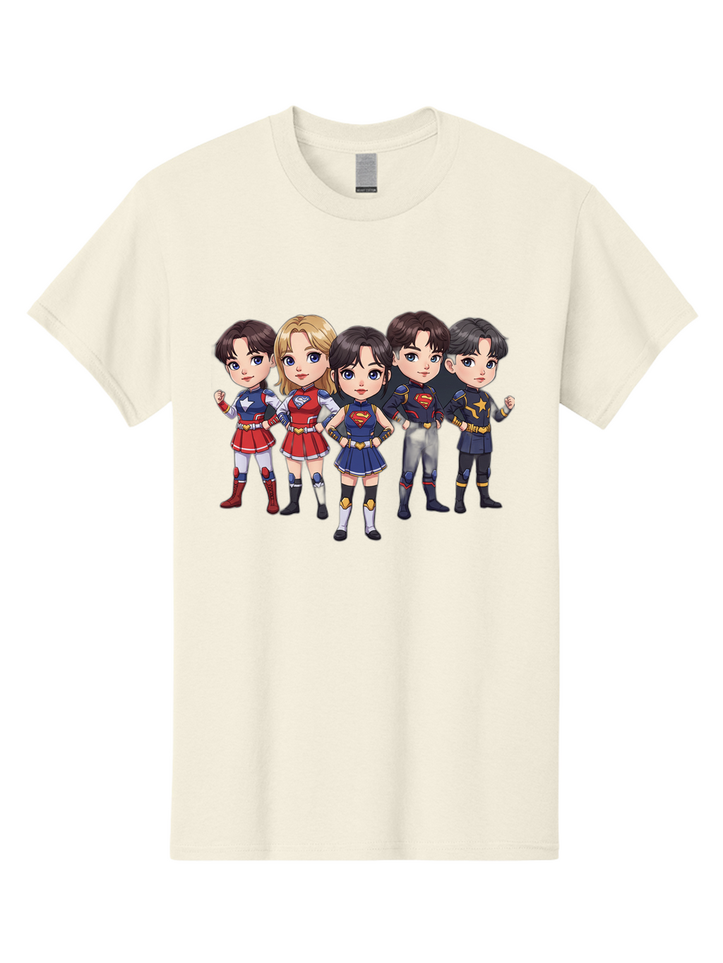 Superheroes Men'S Graphic Tee, 100% Cotton, Comfortable Casual Summer Wear, Machine Washable, Cartoon Superheroes, Superhero Team, Dc Characters, Wonder Woman, Supergirl, Superman, Costume Design, Superhero Costumes, Comic Book Style, Bac504