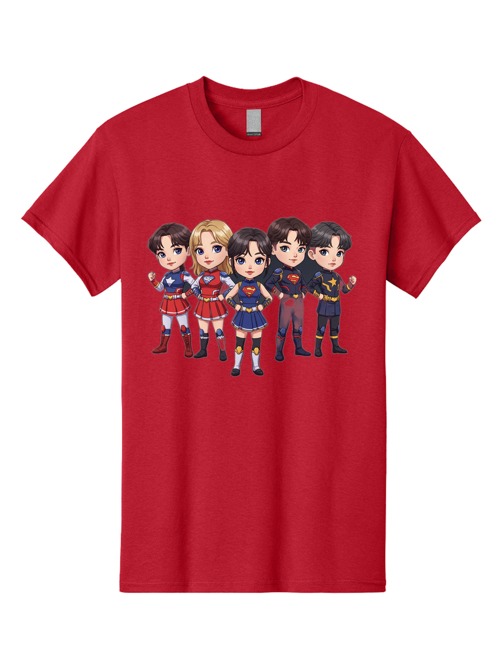 Superheroes Men'S Graphic Tee, 100% Cotton, Comfortable Casual Summer Wear, Machine Washable, Cartoon Superheroes, Superhero Team, Dc Characters, Wonder Woman, Supergirl, Superman, Costume Design, Superhero Costumes, Comic Book Style, Bac504