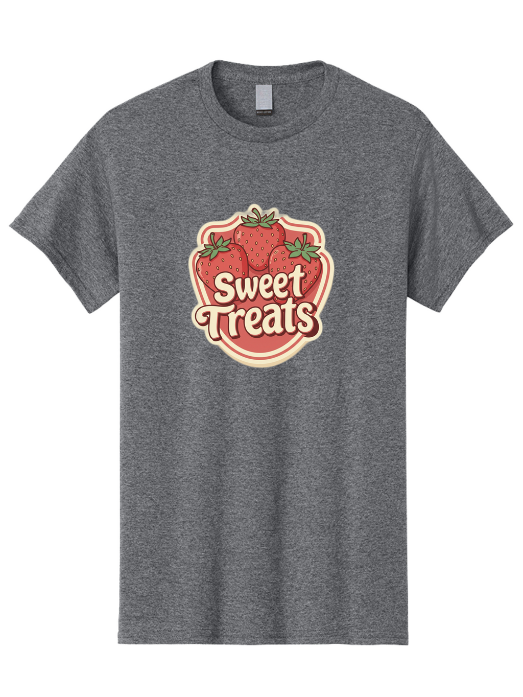 Sweet-Treats Men'S Graphic Tee, 100% Cotton, Comfortable Casual Summer Wear, Machine Washable, Strawberry Dessert, Sweet Treats, Fruit Illustration, Cartoon Style, Dessert Logo, Strawberries, Yummy Treats, Tasty Desserts, Fruit Logo Bac507