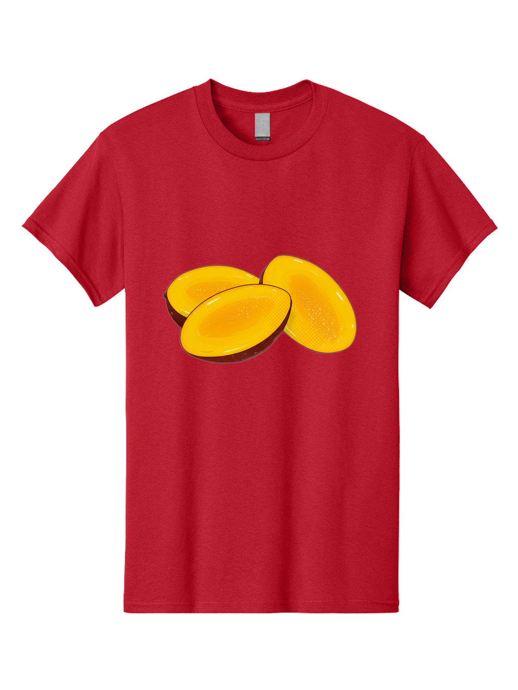 Three-Mango-Slices Men'S Graphic Tee, 100% Cotton, Comfortable Casual Summer Wear, Machine Washable, Mango Slices, Tropical Fruit, Yellow Fruit, Fruit Illustration, Sliced Mango, Healthy Snack, Vibrant Yellow, Fresh Fruit Bac517
