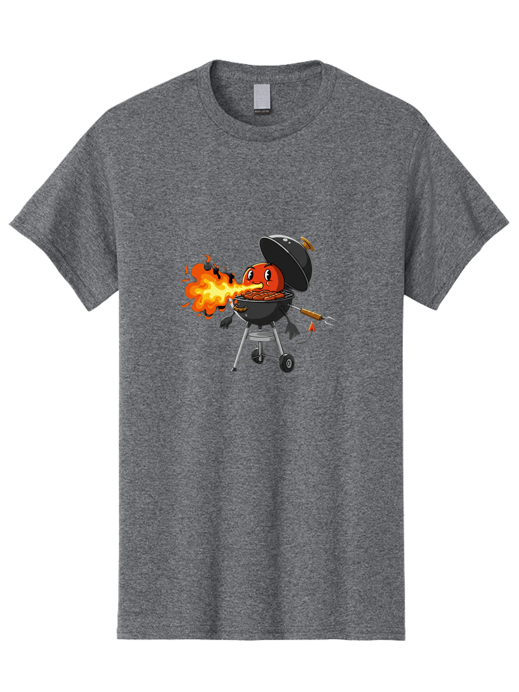 Tomato-In-Grill Men'S Graphic Tee, 100% Cotton, Comfortable Casual Summer Wear, Machine Washable, Tomato Grilling On Barbecue, Cartoon Character, Chef Illustration, Kitchen Humor, Funny Food, Barbecue Cooking, Comical Vegetable, Sizzling Hot Bac523