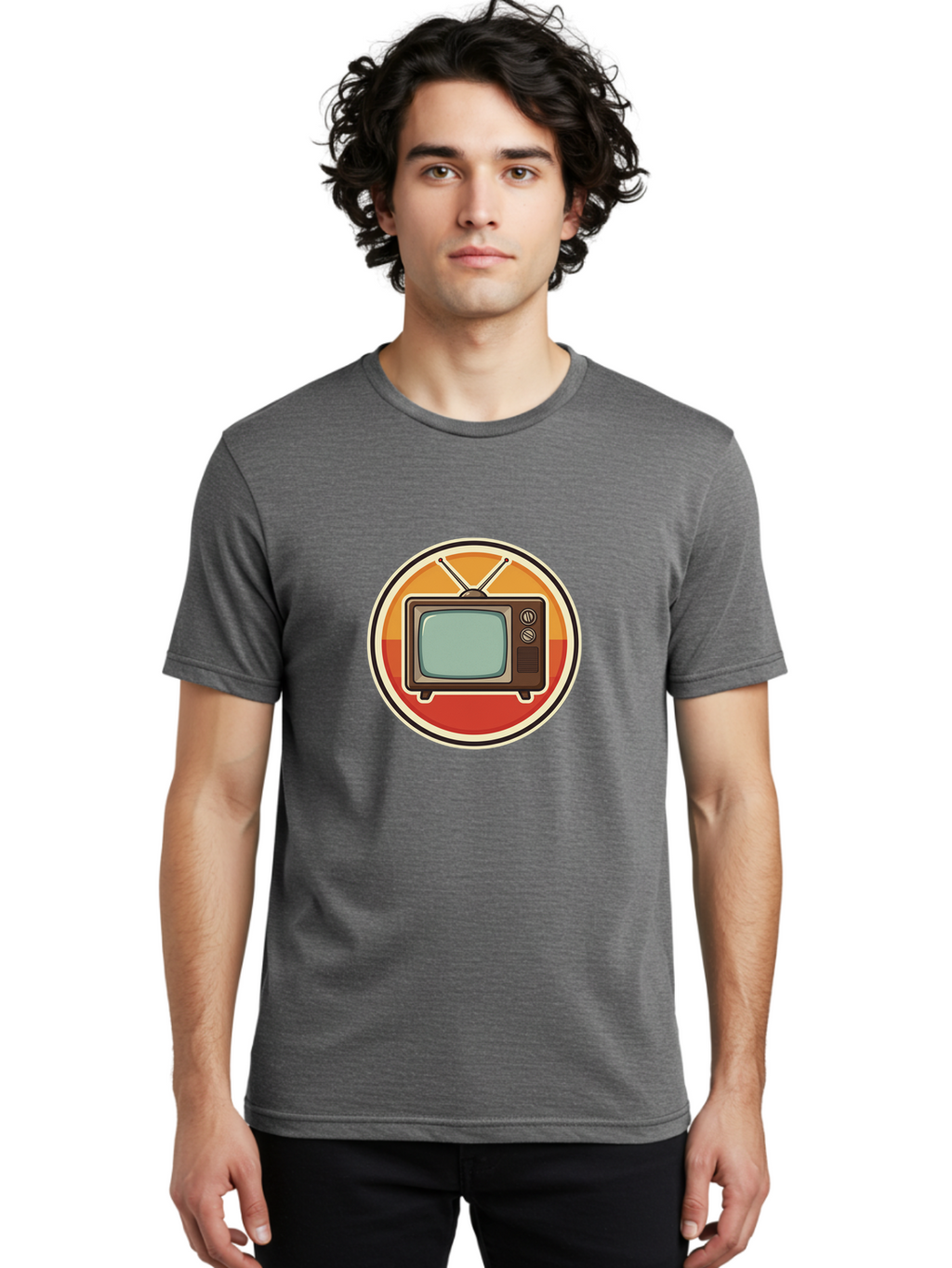 Tv-Icon Men'S Graphic Tee, 100% Cotton, Comfortable Casual Summer Wear, Machine Washable, Retro Television, Old Tv Set, Vintage Electronics, Classic Entertainment, Vintage Tech, Retro Gadgets, Nostalgic Devices, Antique Tv Bac524