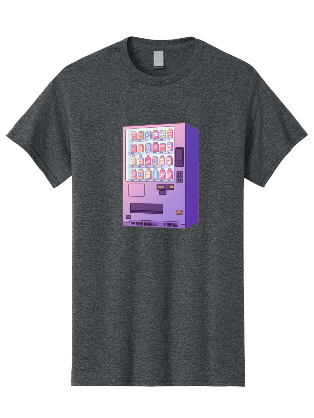 Vending-Machine Men'S Graphic Tee, 100% Cotton, Comfortable Casual Summer Wear, Machine Washable, Vending Machine, Soda Drinks, Colorful Cans, Vending Machine Interface, Automated Retail, Convenience Technology, Soft Drink Dispenser, Bac546
