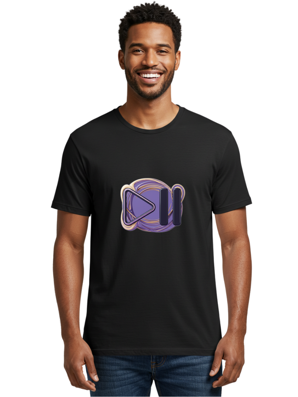 Virtual-Reality-Headset Men'S Graphic Tee, 100% Cotton, Comfortable Casual Summer Wear, Machine Washable, Virtual Reality Headset, Vr Technology, Purple Design, Metallic Accents, Futuristic Style, Gaming Accessory, Immersive Experience, Bac552