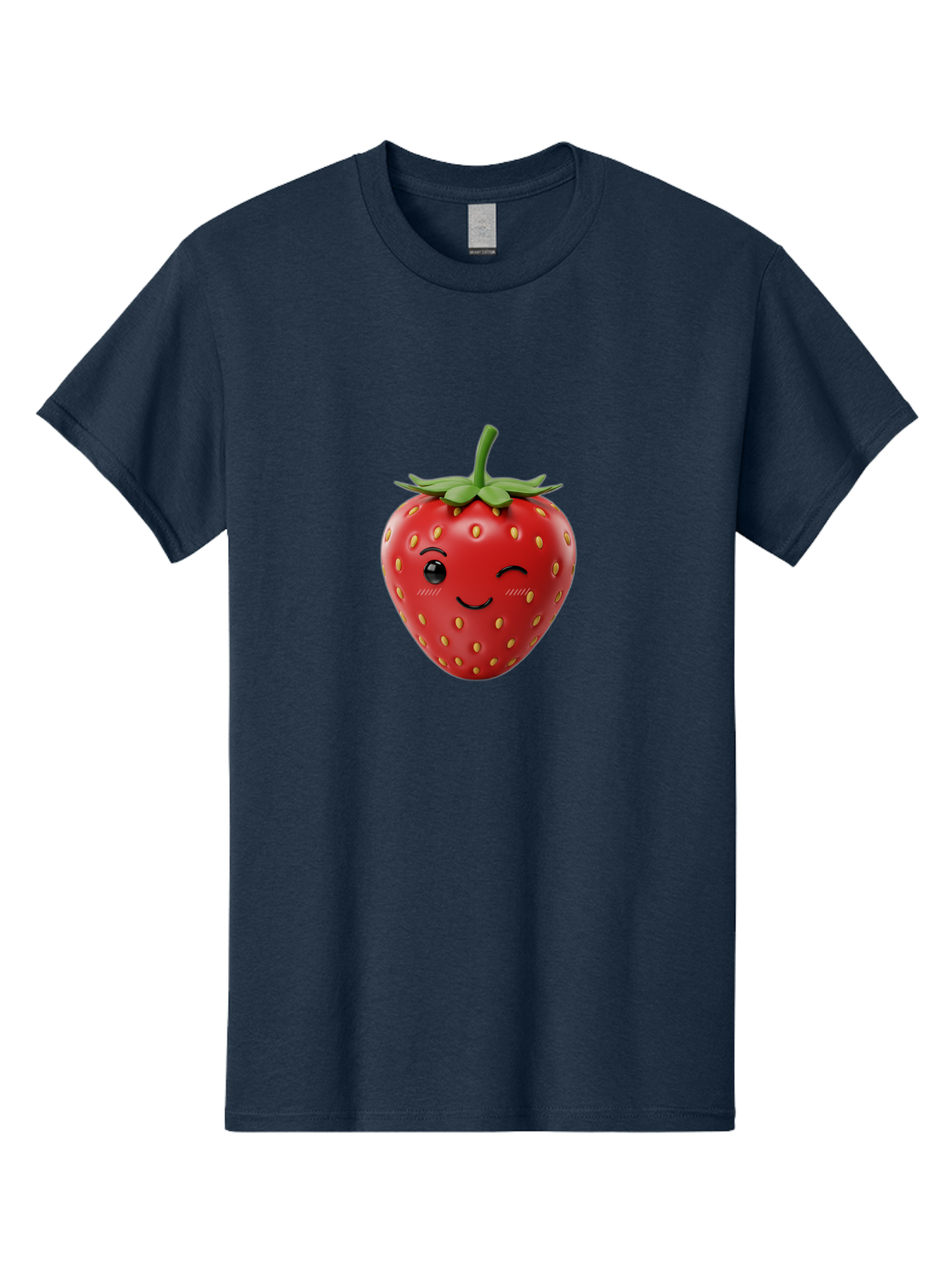 Winking-Strawberry-10 Men'S Graphic Tee, 100% Cotton, Comfortable Casual Summer Wear, Machine Washable, Red Strawberry, Cartoon Character, Winking Face, Smiling Strawberry, Cute Emoji, Fruit Illustration, Yellow Seeds, Strawberry Icon Bac555