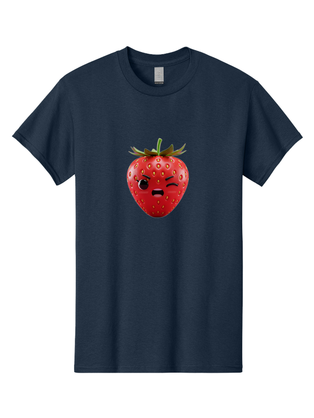 Winking-Strawberry-3 Men'S Graphic Tee, 100% Cotton, Comfortable Casual Summer Wear, Machine Washable, Winking Strawberry, Cartoon Fruit, Quirky Character, Comical Expression, Funny Face, Red Strawberry, Playful Design, Fruit Emoji, Bac560
