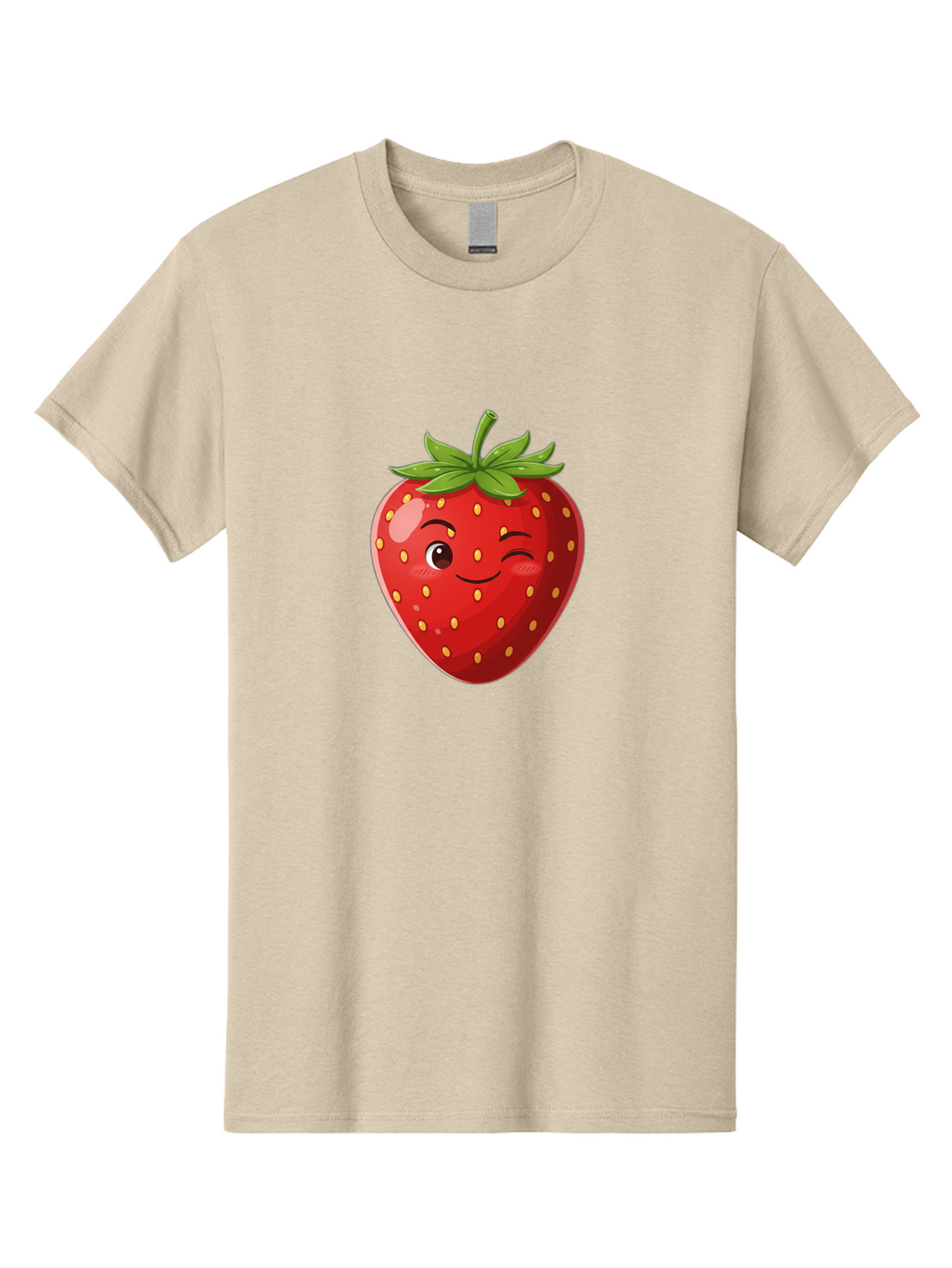 Winking-Strawberry-5 Men'S Graphic Tee, 100% Cotton, Comfortable Casual Summer Wear, Machine Washable, Strawberry With Face, Winking Strawberry, Cartoon Fruit, Smiling Fruit, Red Strawberry, Yellow Seeds, Green Leaves, Playful Character, Bac562