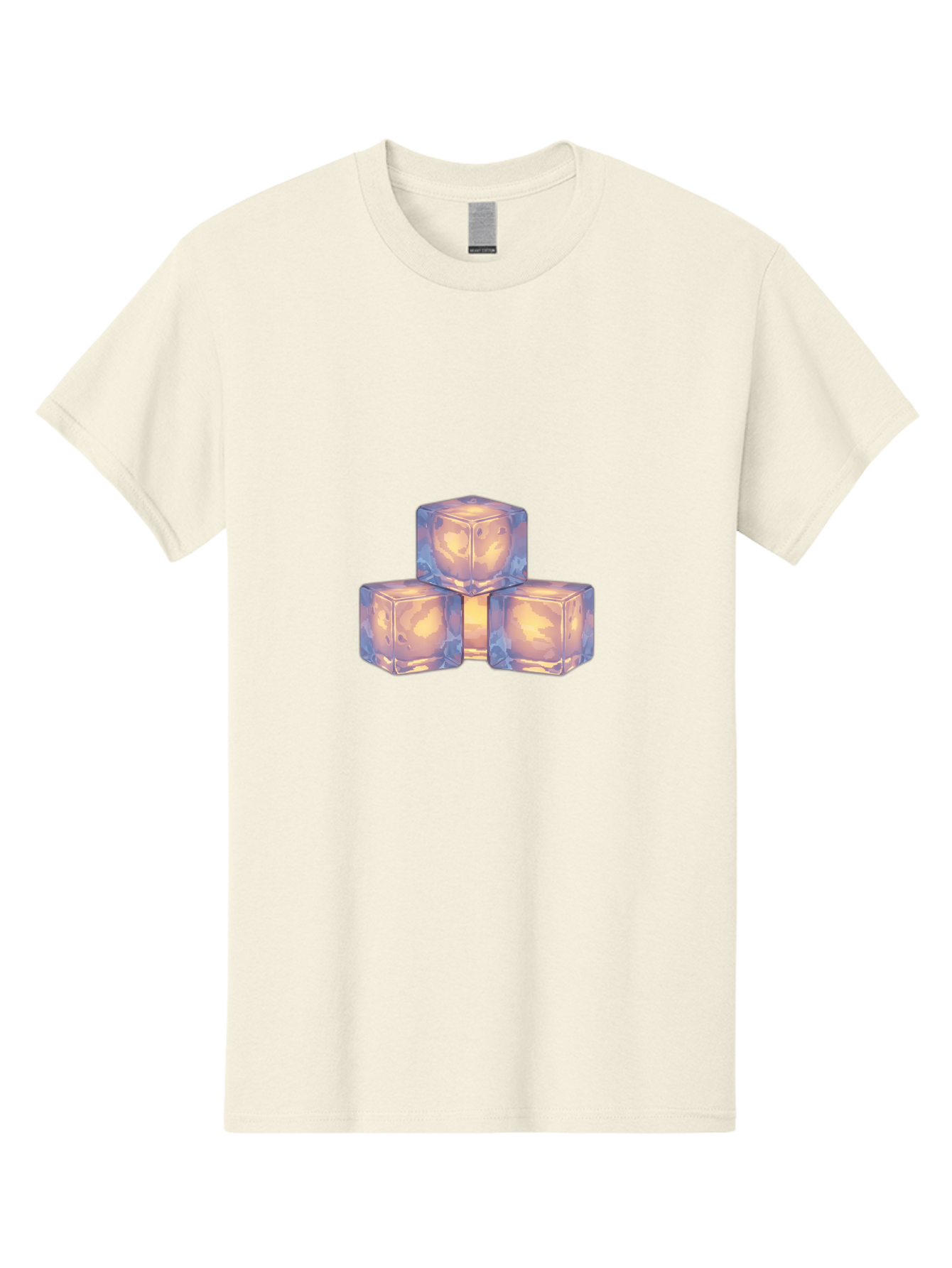 3-Ice-Cubes Men'S Graphic Tee, 100% Cotton, Comfortable Casual Summer Wear, Machine Washable, Ice Cubes, Crystal Clear Ice, Refreshing Drink, Cold Beverage, Melting Ice, Cube Shape, Transparent Ice, Frozen Water, Glassy Texture, Icy Appearance Bac573