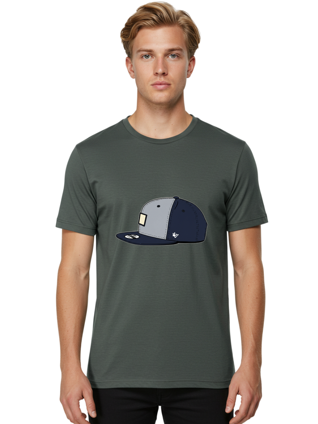 47-Snapback-Hat Men'S Graphic Tee, 100% Cotton, Comfortable Casual Summer Wear, Machine Washable, Baseball Cap, Snapback Hat, 47 Brand Clothing, Streetwear Fashion, Casual Style, Navy Blue Cap, Grey And Navy Color Combination, White Logo, Bac577