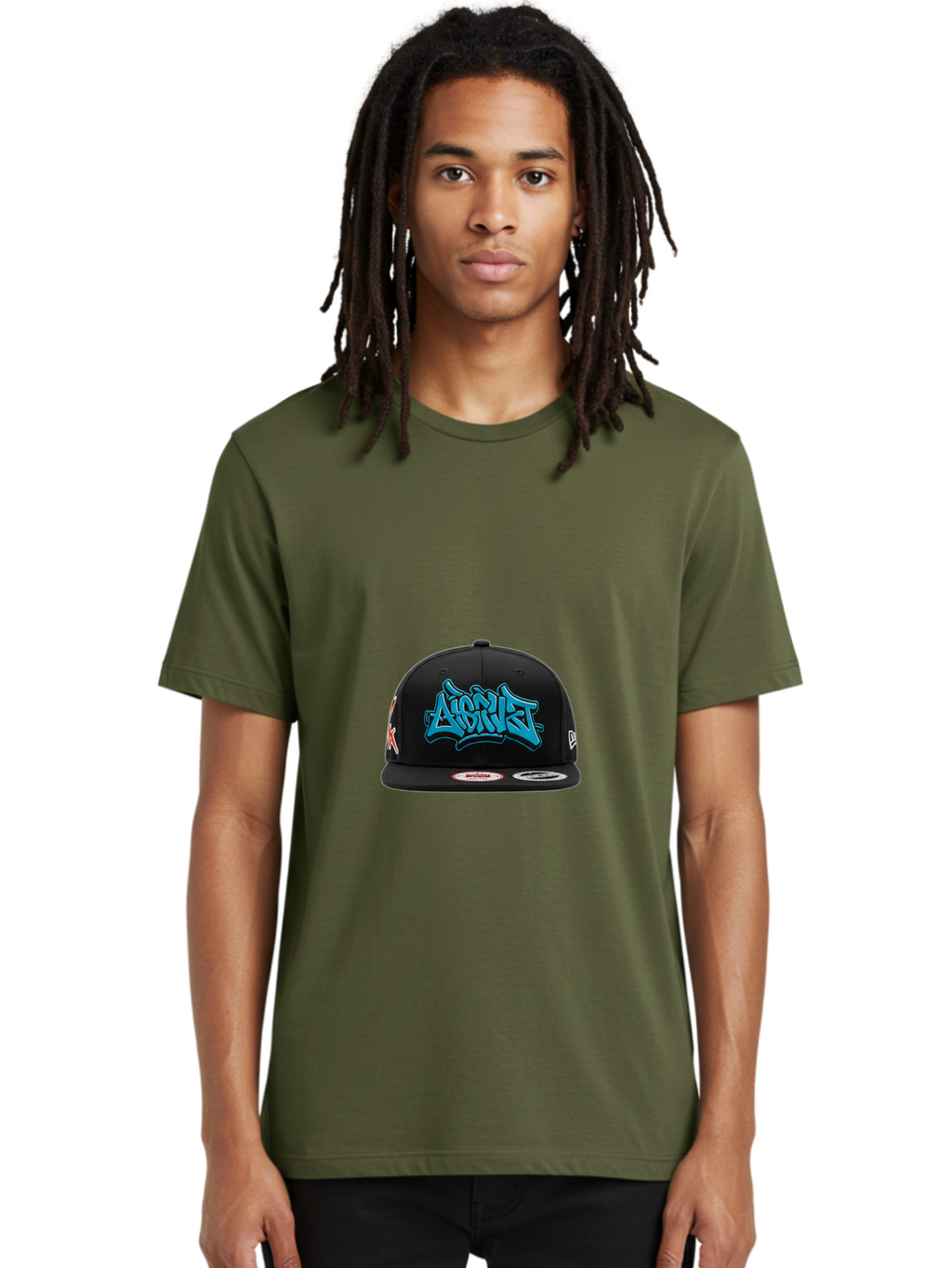 A-Ap-Rocky Men'S Graphic Tee, 100% Cotton, Comfortable Casual Summer Wear, Machine Washable, Black Baseball Cap, A$Ap Rocky Logo, Blue Graffiti Design, Streetwear Fashion, Hip Hop Style, Casual Wear, Trendy Accessories, Snapback Hat Bac579