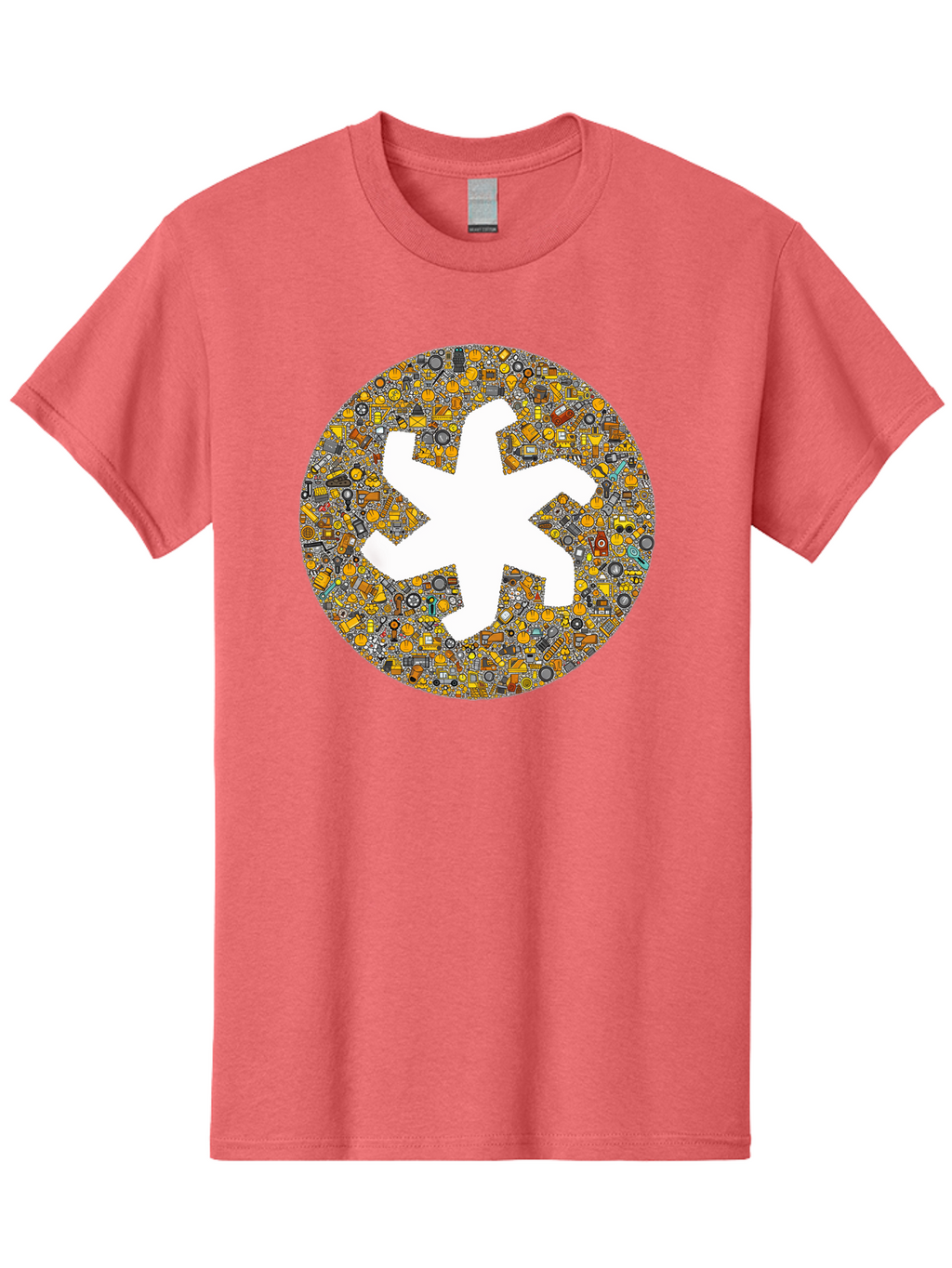 Airplane-Silhouette-Mosaic Men'S Graphic Tee, 100% Cotton, Comfortable Casual Summer Wear, Machine Washable, Airplane Silhouette, Yellow And Gray Mosaic, Machinery Parts, Industrial Theme, Creative Design, Travel Concept, Abstract Art, Bac581