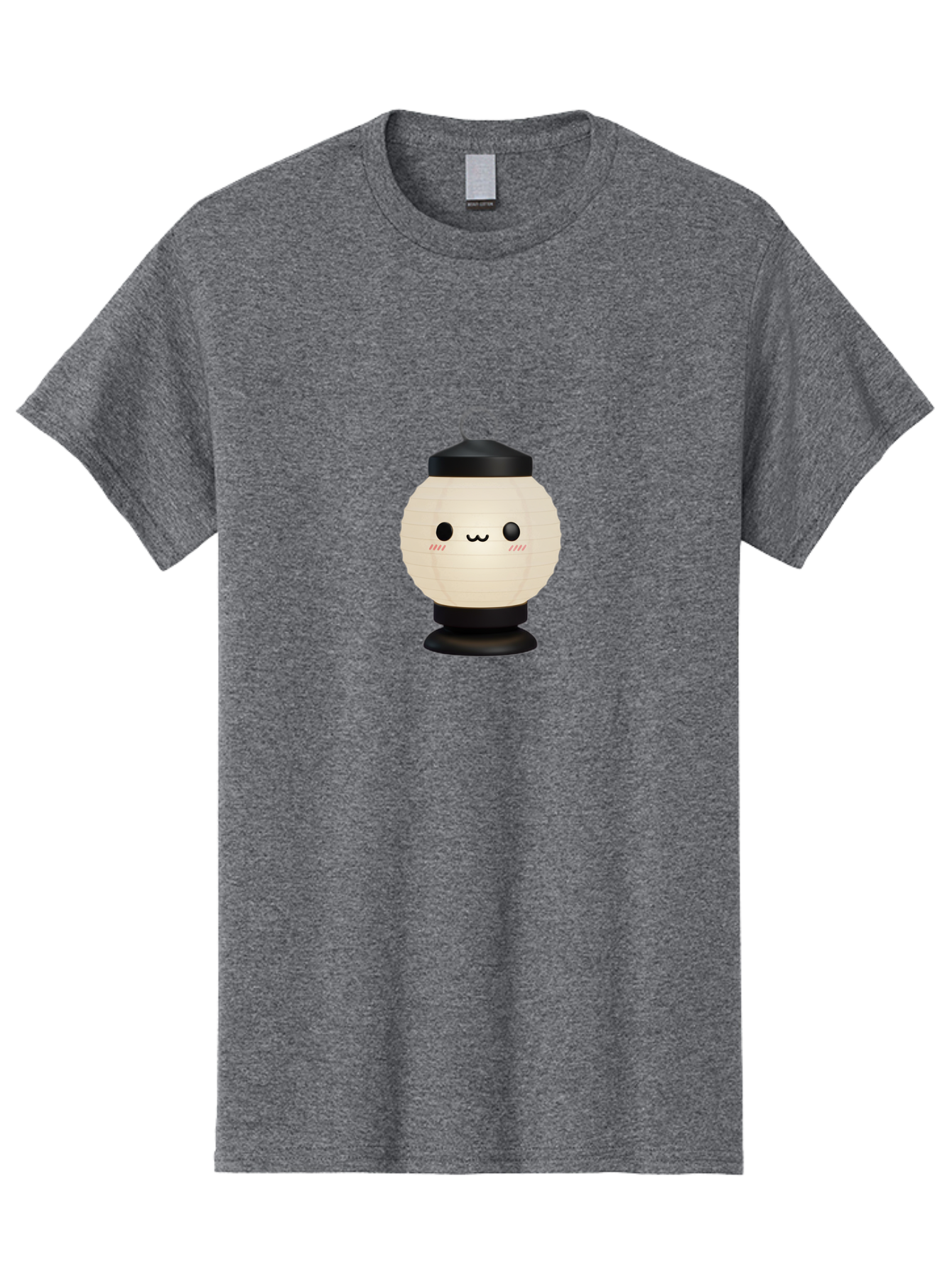 Akari-Chan-Lantern Men'S Graphic Tee, 100% Cotton, Comfortable Casual Summer Wear, Machine Washable, Kawaii Lantern, Japanese Culture, Paper Lantern, Cute Face, Emoticon, Illustration, Cartoon Style, Minimalist Design, Simple Art, Round Shape, Bac582