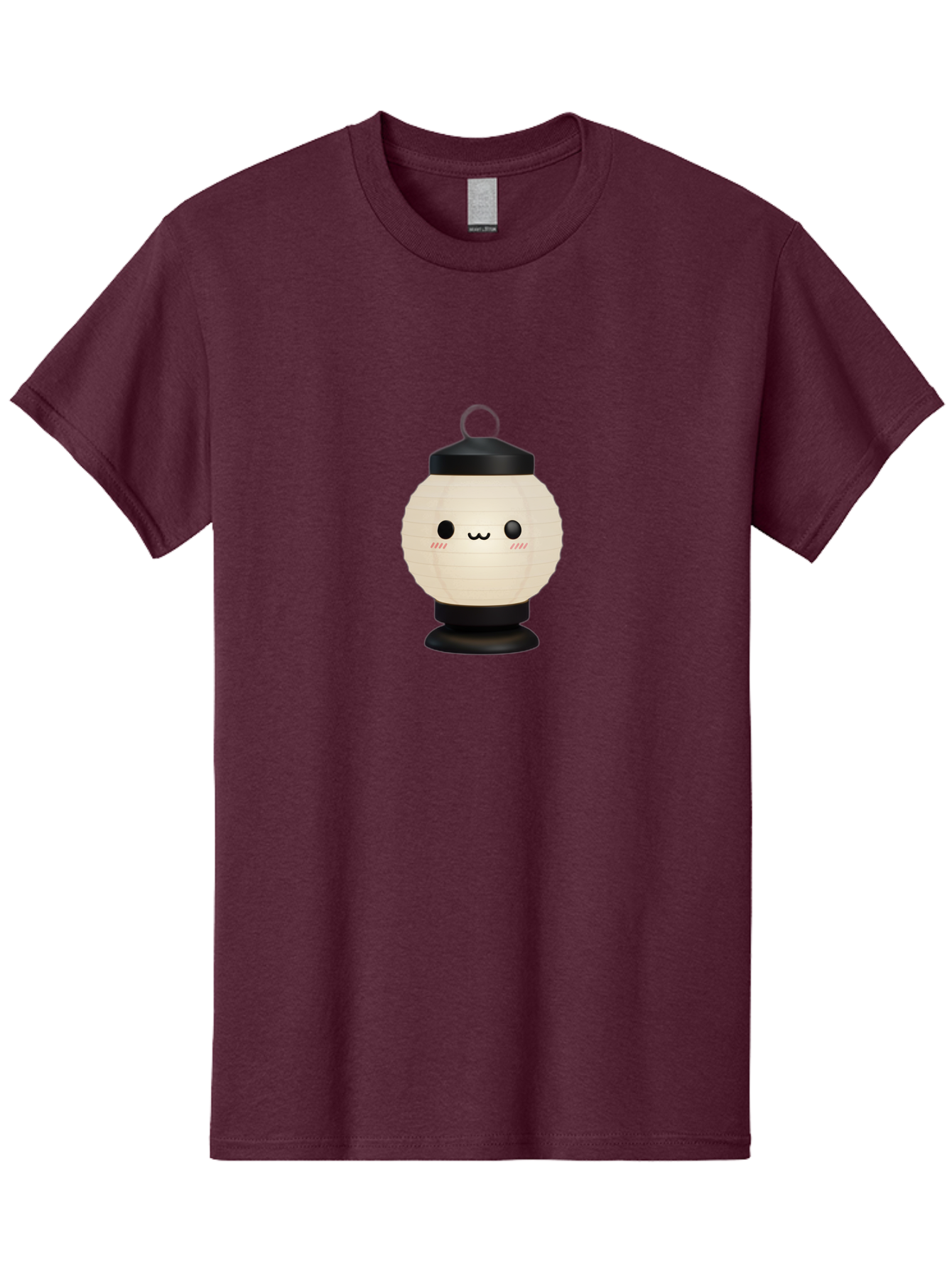 Akari-Chan-Lantern Men'S Graphic Tee, 100% Cotton, Comfortable Casual Summer Wear, Machine Washable, Kawaii Lantern, Japanese Culture, Paper Lantern, Cute Face, Emoticon, Illustration, Cartoon Style, Minimalist Design, Simple Art, Round Shape, Bac582