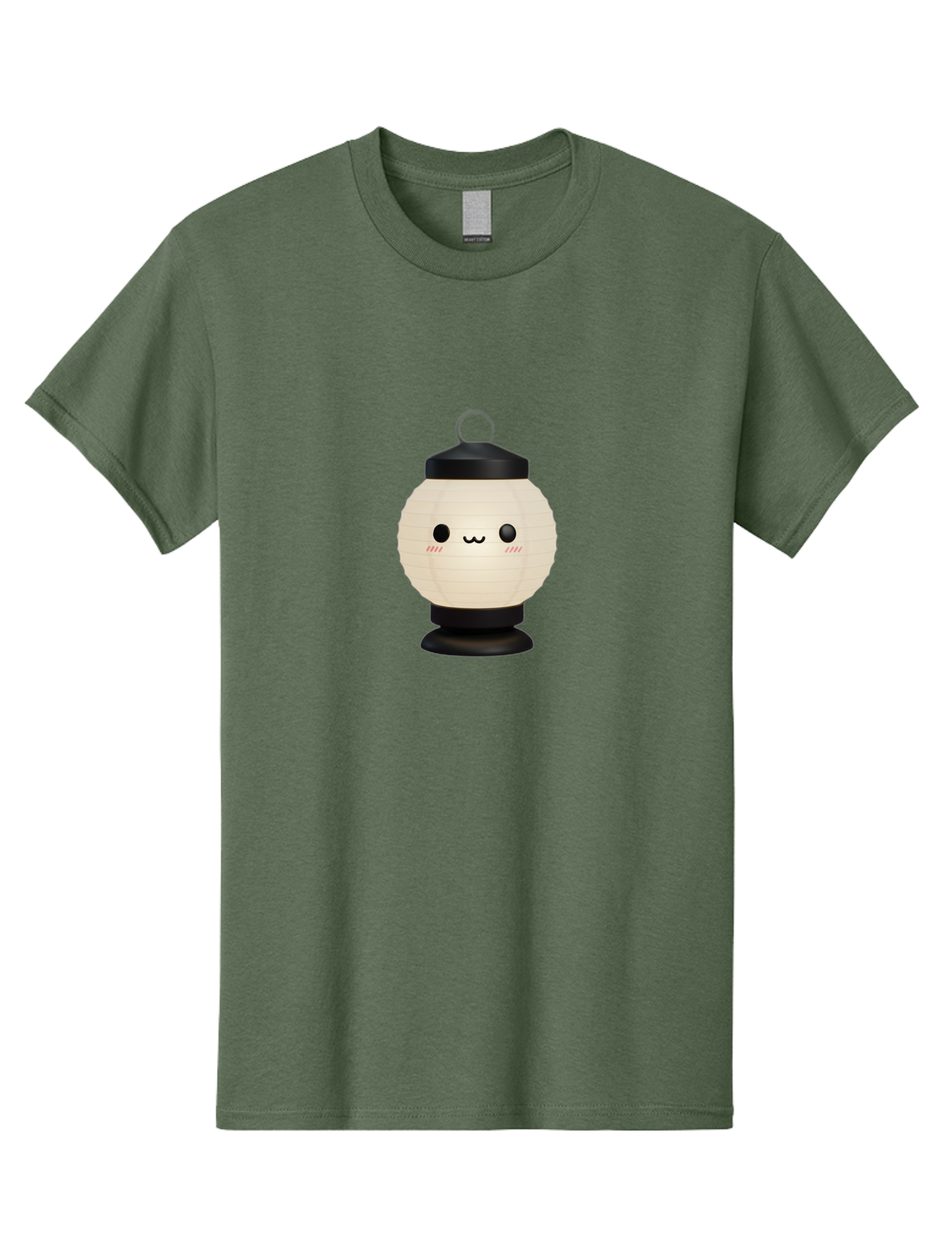 Akari-Chan-Lantern Men'S Graphic Tee, 100% Cotton, Comfortable Casual Summer Wear, Machine Washable, Kawaii Lantern, Japanese Culture, Paper Lantern, Cute Face, Emoticon, Illustration, Cartoon Style, Minimalist Design, Simple Art, Round Shape, Bac582