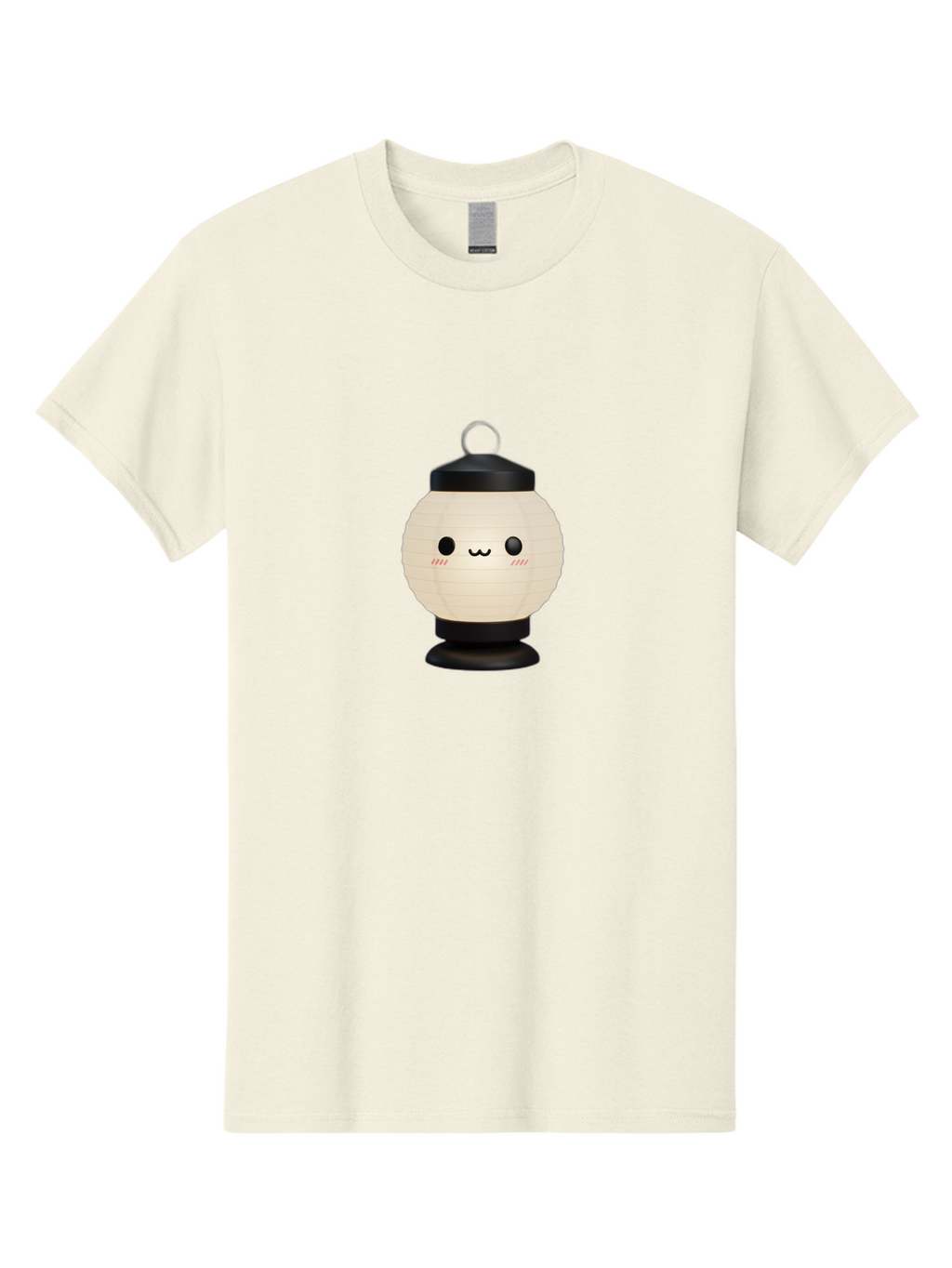 Akari-Chan-Lantern Men'S Graphic Tee, 100% Cotton, Comfortable Casual Summer Wear, Machine Washable, Kawaii Lantern, Japanese Culture, Paper Lantern, Cute Face, Emoticon, Illustration, Cartoon Style, Minimalist Design, Simple Art, Round Shape, Bac582