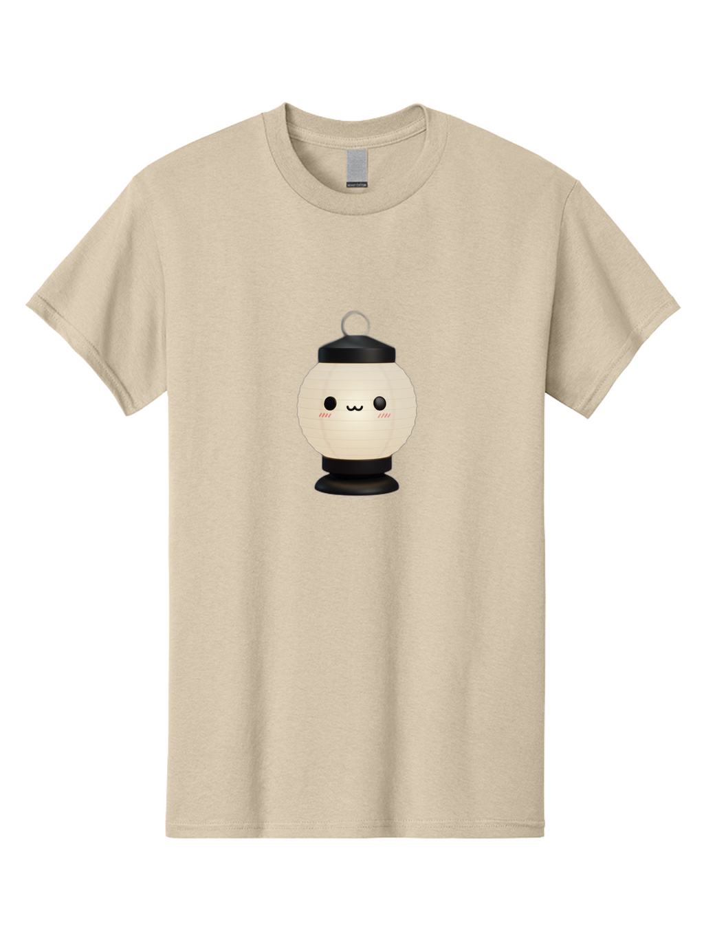 Akari-Chan-Lantern Men'S Graphic Tee, 100% Cotton, Comfortable Casual Summer Wear, Machine Washable, Kawaii Lantern, Japanese Culture, Paper Lantern, Cute Face, Emoticon, Illustration, Cartoon Style, Minimalist Design, Simple Art, Round Shape, Bac582