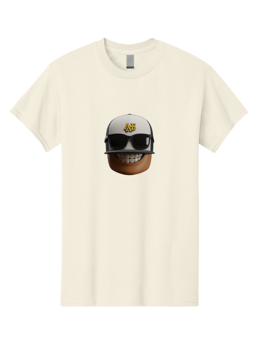 Alpha-Phi-Alpha-Emoji Men'S Graphic Tee, 100% Cotton, Comfortable Casual Summer Wear, Machine Washable, Smiling Face, Sunglasses, Baseball Cap, White Hat, Greek Letters, Alpha Phi Alpha, Fraternity Symbol, Cool Guy, Happy Expression, Bac584