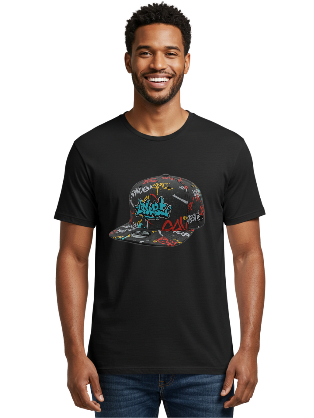 Anarchy-Baseball-Cap Men'S Graphic Tee, 100% Cotton, Comfortable Casual Summer Wear, Machine Washable, Graffiti Art, Streetwear Fashion, Custom Hats, Urban Style, Colorful Designs, Casual Wear, Hip Hop Culture, Snapback Cap, Street Art, Bac585