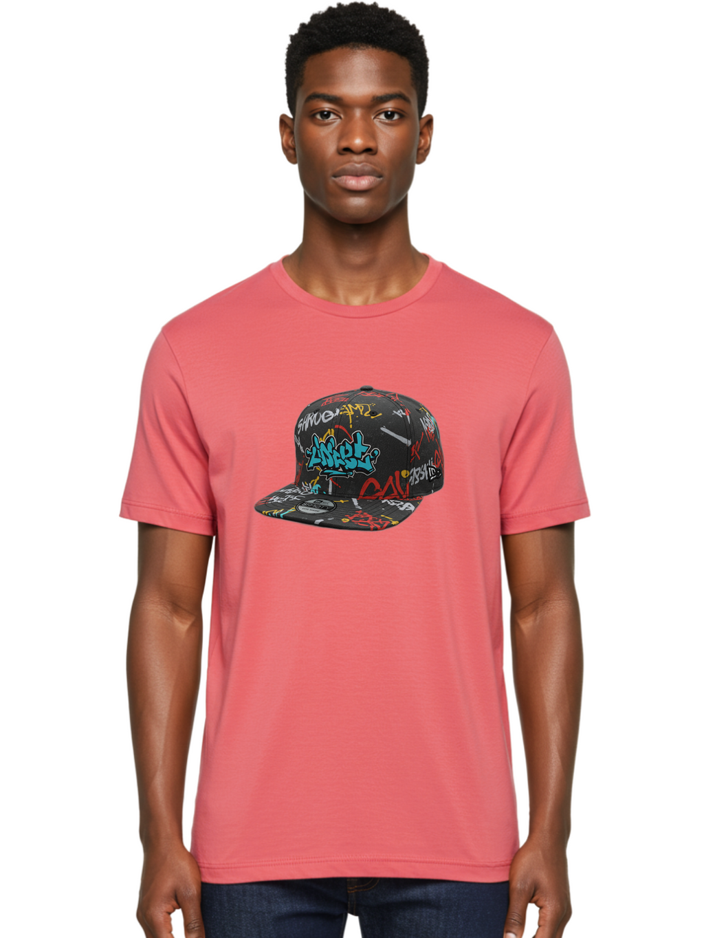 Anarchy-Baseball-Cap Men'S Graphic Tee, 100% Cotton, Comfortable Casual Summer Wear, Machine Washable, Graffiti Art, Streetwear Fashion, Custom Hats, Urban Style, Colorful Designs, Casual Wear, Hip Hop Culture, Snapback Cap, Street Art, Bac585