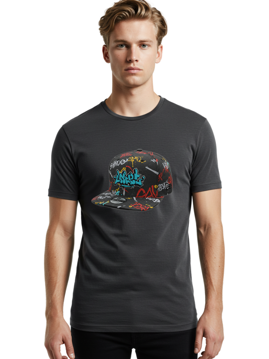 Anarchy-Baseball-Cap Men'S Graphic Tee, 100% Cotton, Comfortable Casual Summer Wear, Machine Washable, Graffiti Art, Streetwear Fashion, Custom Hats, Urban Style, Colorful Designs, Casual Wear, Hip Hop Culture, Snapback Cap, Street Art, Bac585