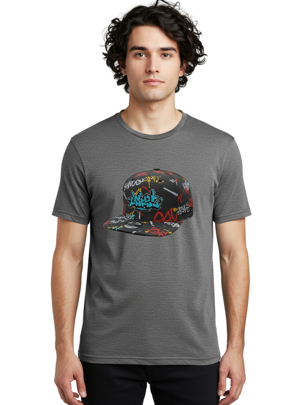 Anarchy-Baseball-Cap Men'S Graphic Tee, 100% Cotton, Comfortable Casual Summer Wear, Machine Washable, Graffiti Art, Streetwear Fashion, Custom Hats, Urban Style, Colorful Designs, Casual Wear, Hip Hop Culture, Snapback Cap, Street Art, Bac585