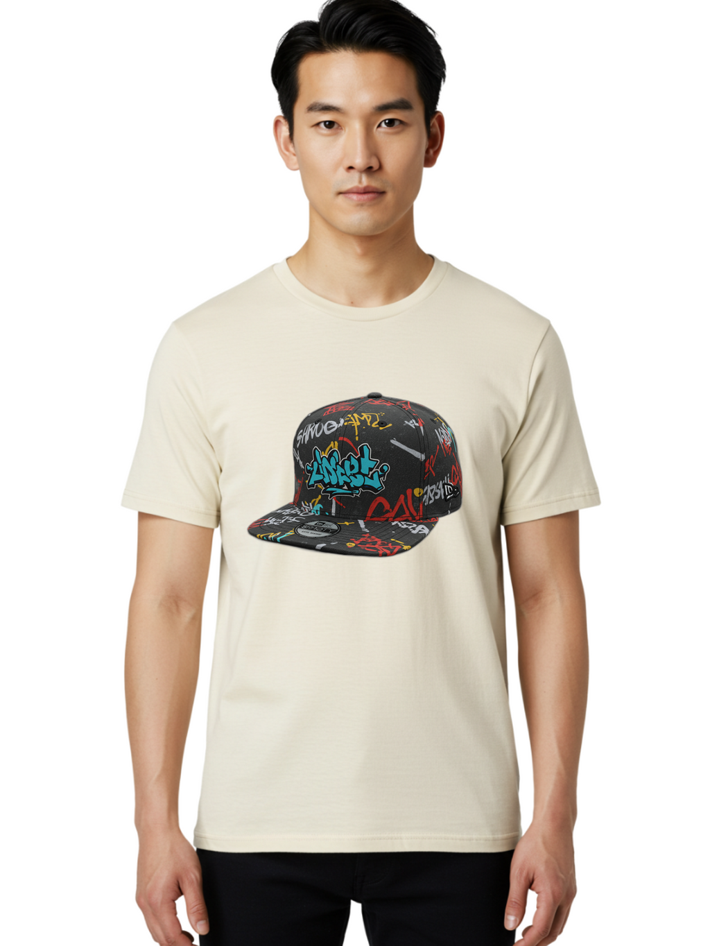 Anarchy-Baseball-Cap Men'S Graphic Tee, 100% Cotton, Comfortable Casual Summer Wear, Machine Washable, Graffiti Art, Streetwear Fashion, Custom Hats, Urban Style, Colorful Designs, Casual Wear, Hip Hop Culture, Snapback Cap, Street Art, Bac585