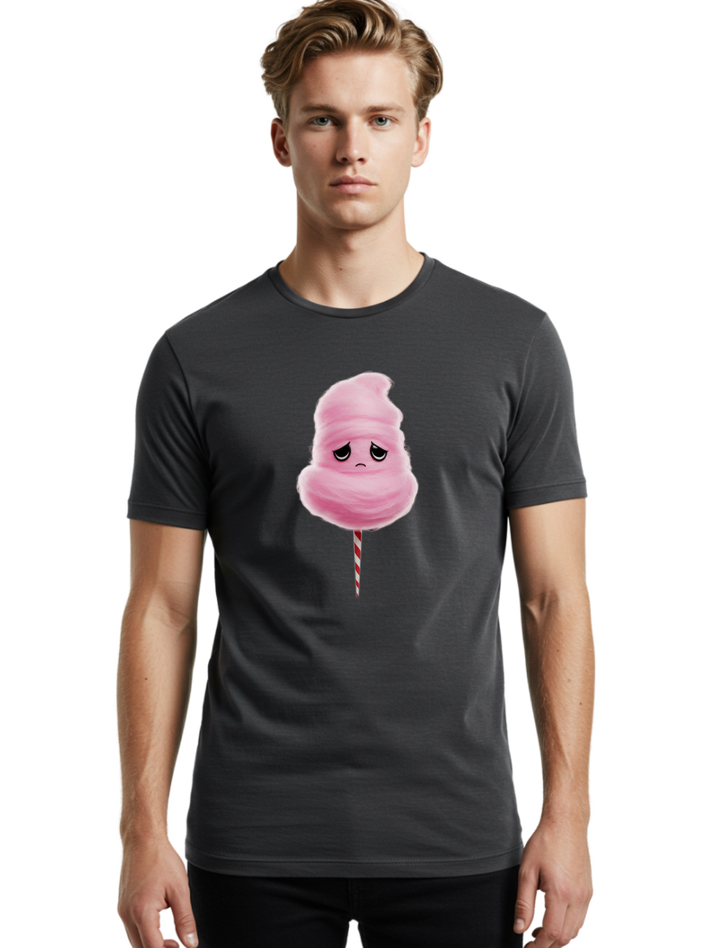 Angry-Cotton-Candy Men'S Graphic Tee, 100% Cotton, Comfortable Casual Summer Wear, Machine Washable, Angry Cotton Candy, Grumpy Face, Sweet Treat, Cartoon Character, Funny Expression, Mad Candy, Fluffy Pink Snack, Fairground Food, Angry Face, Bac586