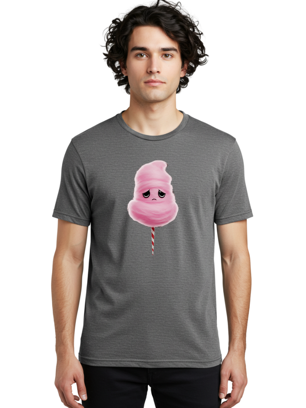 Angry-Cotton-Candy Men'S Graphic Tee, 100% Cotton, Comfortable Casual Summer Wear, Machine Washable, Angry Cotton Candy, Grumpy Face, Sweet Treat, Cartoon Character, Funny Expression, Mad Candy, Fluffy Pink Snack, Fairground Food, Angry Face, Bac586