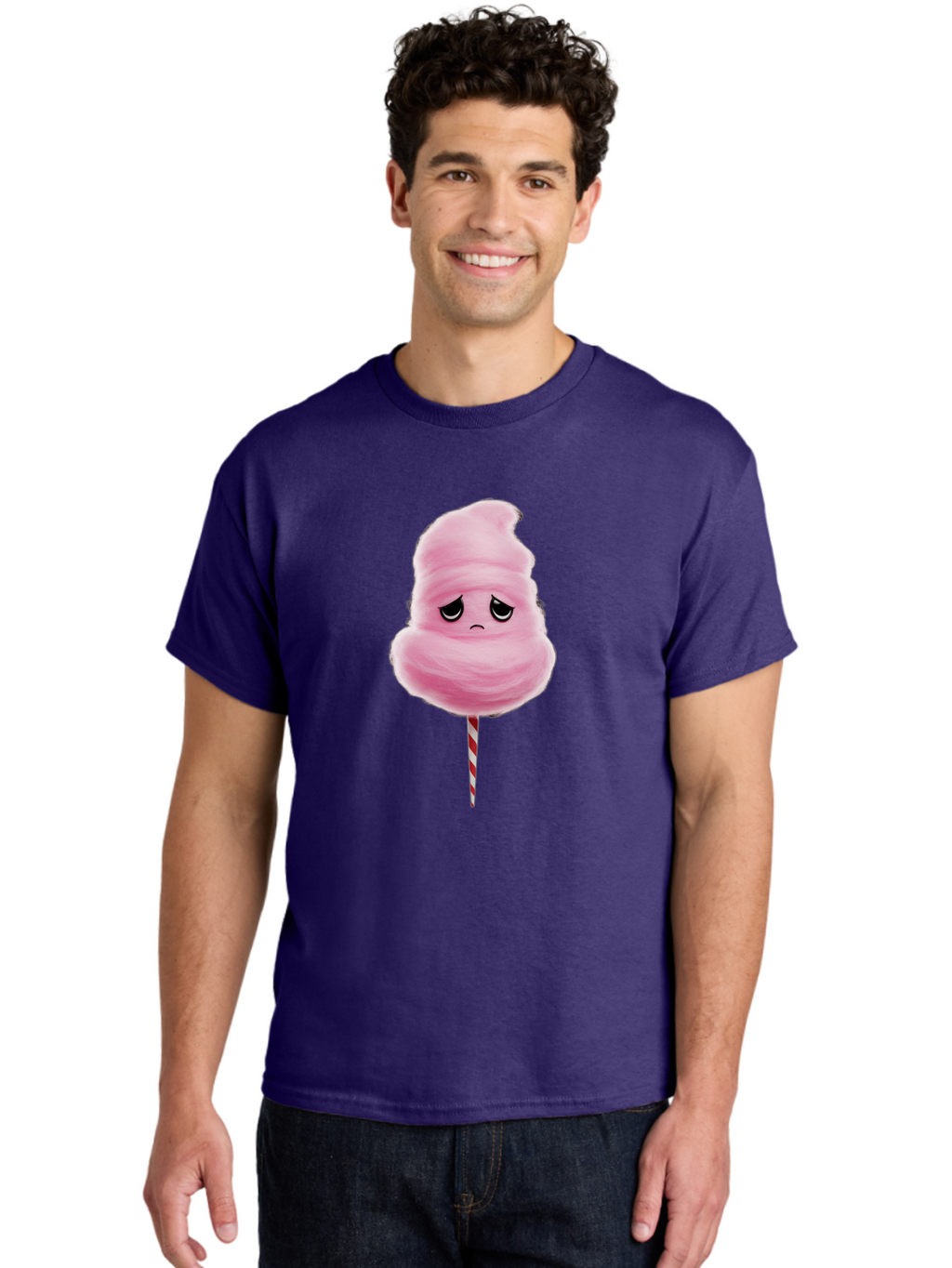 Angry-Cotton-Candy Men'S Graphic Tee, 100% Cotton, Comfortable Casual Summer Wear, Machine Washable, Angry Cotton Candy, Grumpy Face, Sweet Treat, Cartoon Character, Funny Expression, Mad Candy, Fluffy Pink Snack, Fairground Food, Angry Face, Bac586