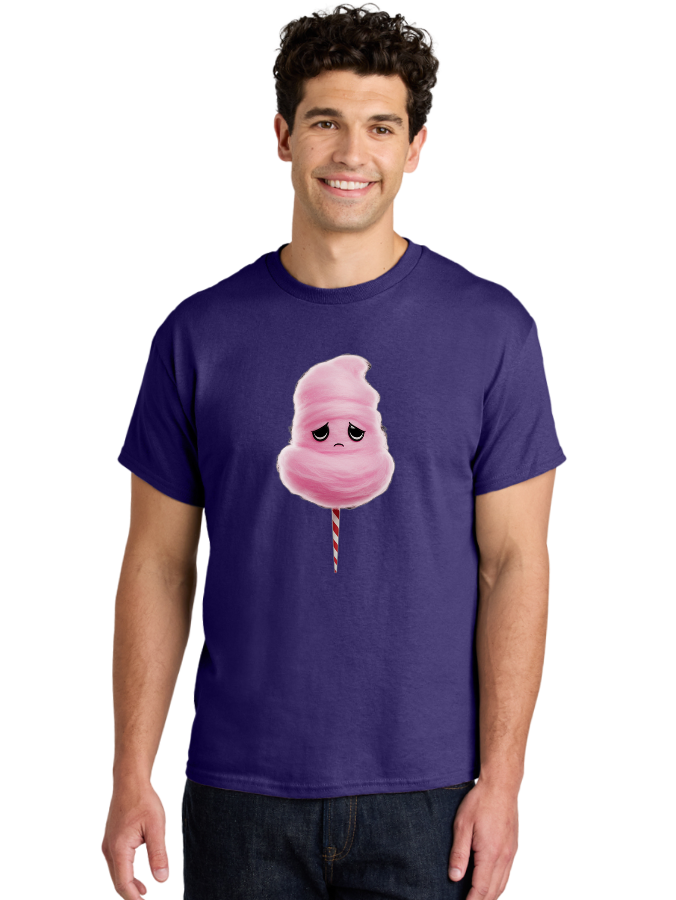 Angry-Cotton-Candy Men'S Graphic Tee, 100% Cotton, Comfortable Casual Summer Wear, Machine Washable, Angry Cotton Candy, Grumpy Face, Sweet Treat, Cartoon Character, Funny Expression, Mad Candy, Fluffy Pink Snack, Fairground Food, Angry Face, Bac586