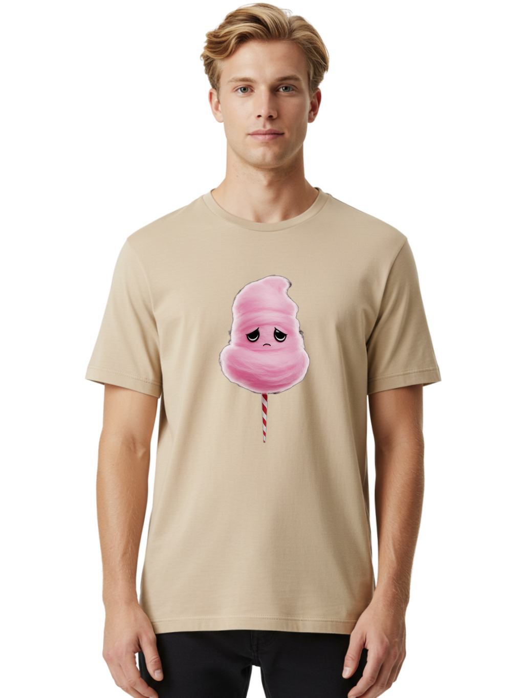 Angry-Cotton-Candy Men'S Graphic Tee, 100% Cotton, Comfortable Casual Summer Wear, Machine Washable, Angry Cotton Candy, Grumpy Face, Sweet Treat, Cartoon Character, Funny Expression, Mad Candy, Fluffy Pink Snack, Fairground Food, Angry Face, Bac586