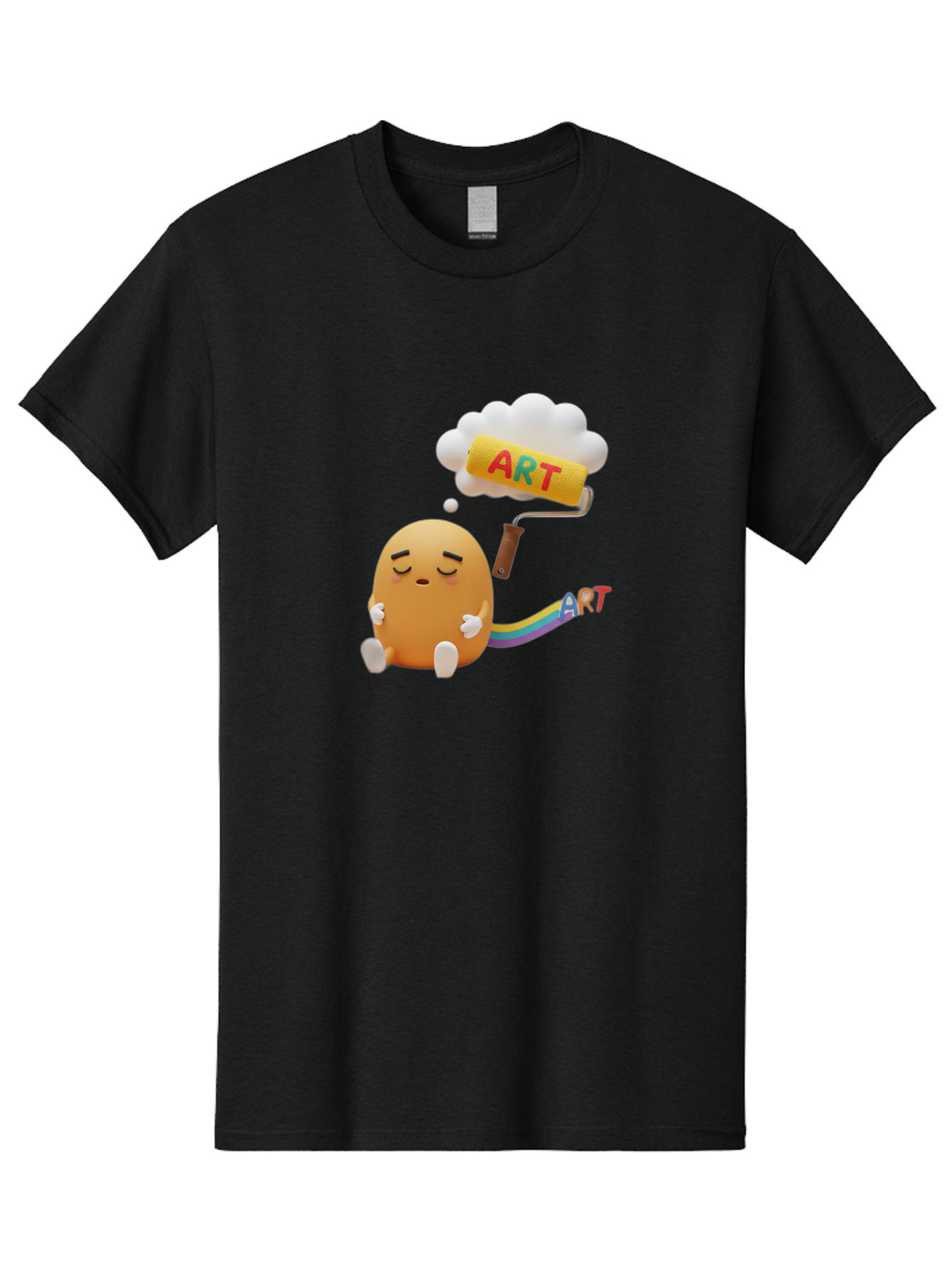 Art Men'S Graphic Tee, 100% Cotton, Comfortable Casual Summer Wear, Machine Washable, Cartoon Character, Creativity Unleashed, Dreamy Thoughts, Paint Roller, Colorful Art, Imagination, Artistic Expression, Vibrant Colors Bac587