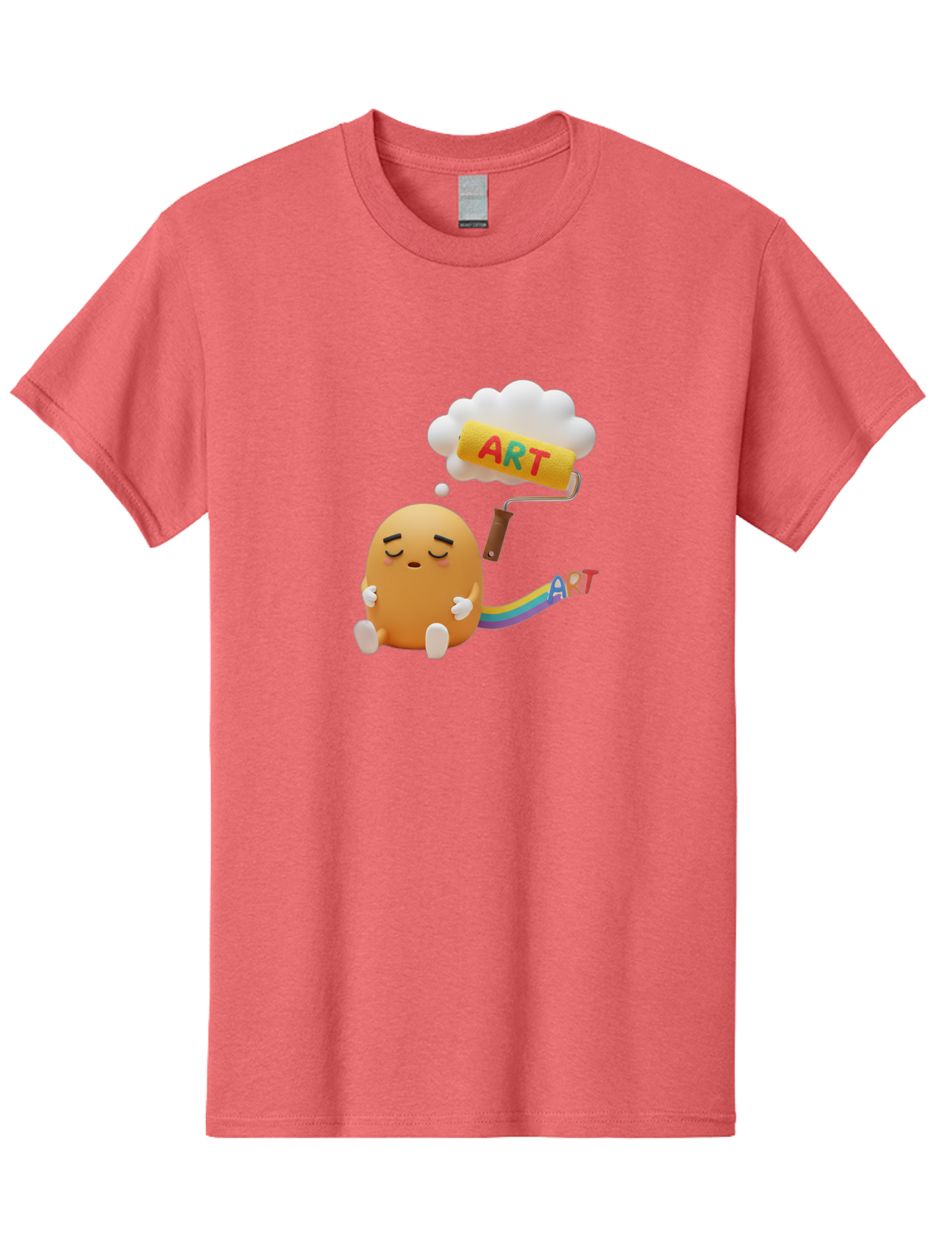 Art Men'S Graphic Tee, 100% Cotton, Comfortable Casual Summer Wear, Machine Washable, Cartoon Character, Creativity Unleashed, Dreamy Thoughts, Paint Roller, Colorful Art, Imagination, Artistic Expression, Vibrant Colors Bac587