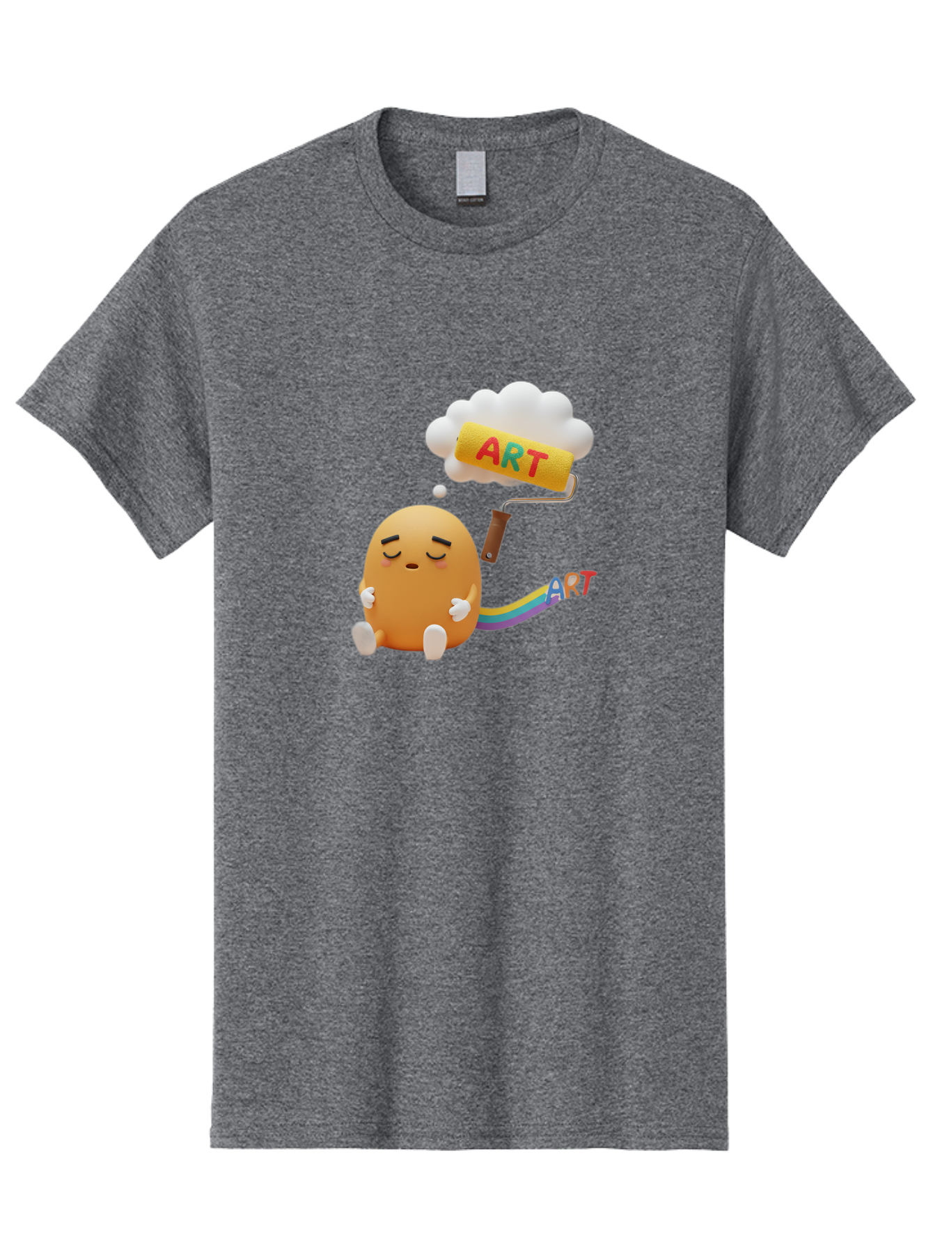 Art Men'S Graphic Tee, 100% Cotton, Comfortable Casual Summer Wear, Machine Washable, Cartoon Character, Creativity Unleashed, Dreamy Thoughts, Paint Roller, Colorful Art, Imagination, Artistic Expression, Vibrant Colors Bac587
