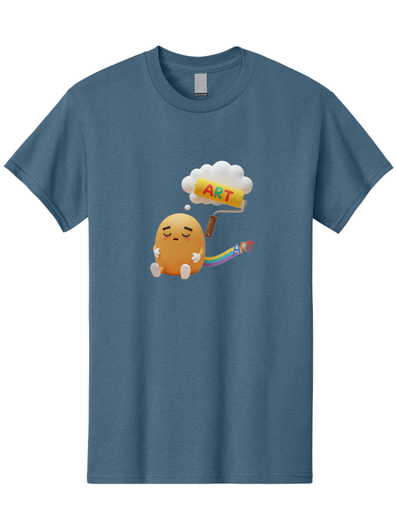 Art Men'S Graphic Tee, 100% Cotton, Comfortable Casual Summer Wear, Machine Washable, Cartoon Character, Creativity Unleashed, Dreamy Thoughts, Paint Roller, Colorful Art, Imagination, Artistic Expression, Vibrant Colors Bac587