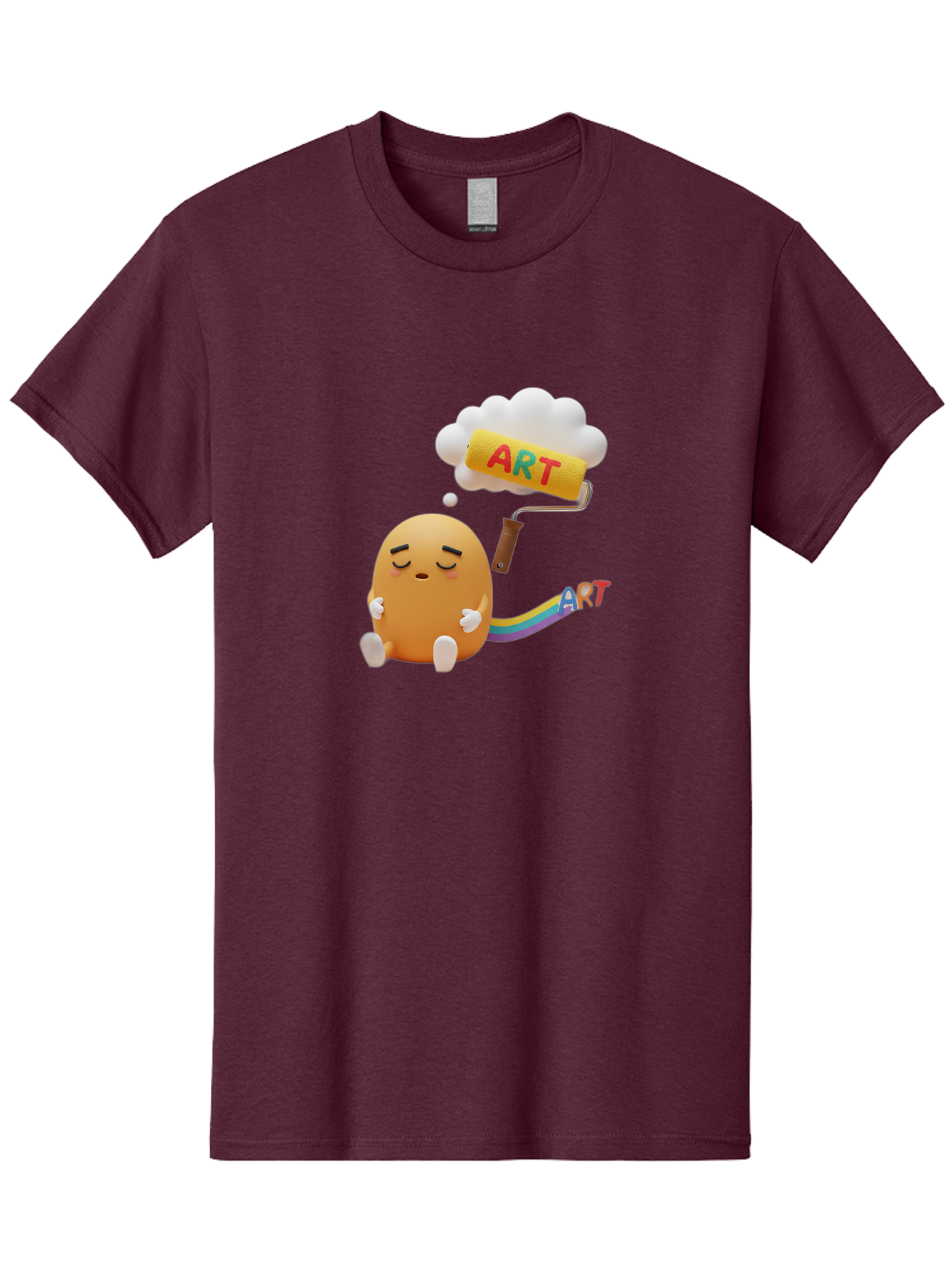 Art Men'S Graphic Tee, 100% Cotton, Comfortable Casual Summer Wear, Machine Washable, Cartoon Character, Creativity Unleashed, Dreamy Thoughts, Paint Roller, Colorful Art, Imagination, Artistic Expression, Vibrant Colors Bac587