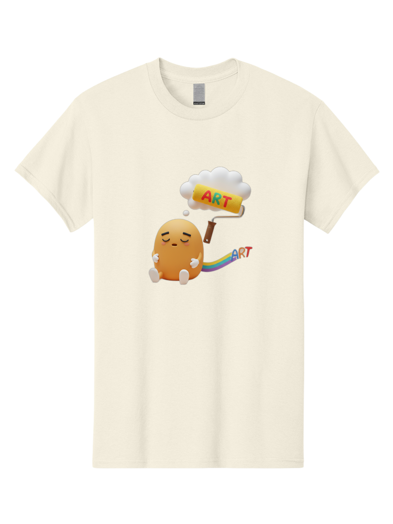 Art Men'S Graphic Tee, 100% Cotton, Comfortable Casual Summer Wear, Machine Washable, Cartoon Character, Creativity Unleashed, Dreamy Thoughts, Paint Roller, Colorful Art, Imagination, Artistic Expression, Vibrant Colors Bac587