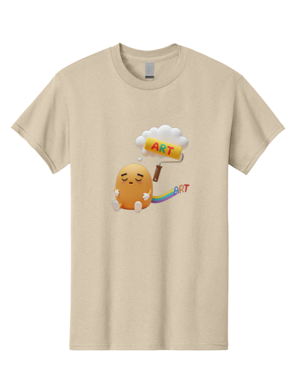 Art Men'S Graphic Tee, 100% Cotton, Comfortable Casual Summer Wear, Machine Washable, Cartoon Character, Creativity Unleashed, Dreamy Thoughts, Paint Roller, Colorful Art, Imagination, Artistic Expression, Vibrant Colors Bac587