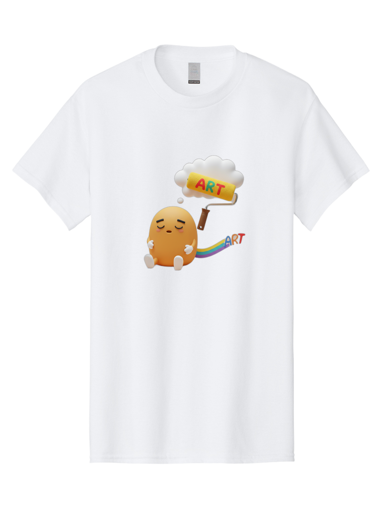 Art Men'S Graphic Tee, 100% Cotton, Comfortable Casual Summer Wear, Machine Washable, Cartoon Character, Creativity Unleashed, Dreamy Thoughts, Paint Roller, Colorful Art, Imagination, Artistic Expression, Vibrant Colors Bac587