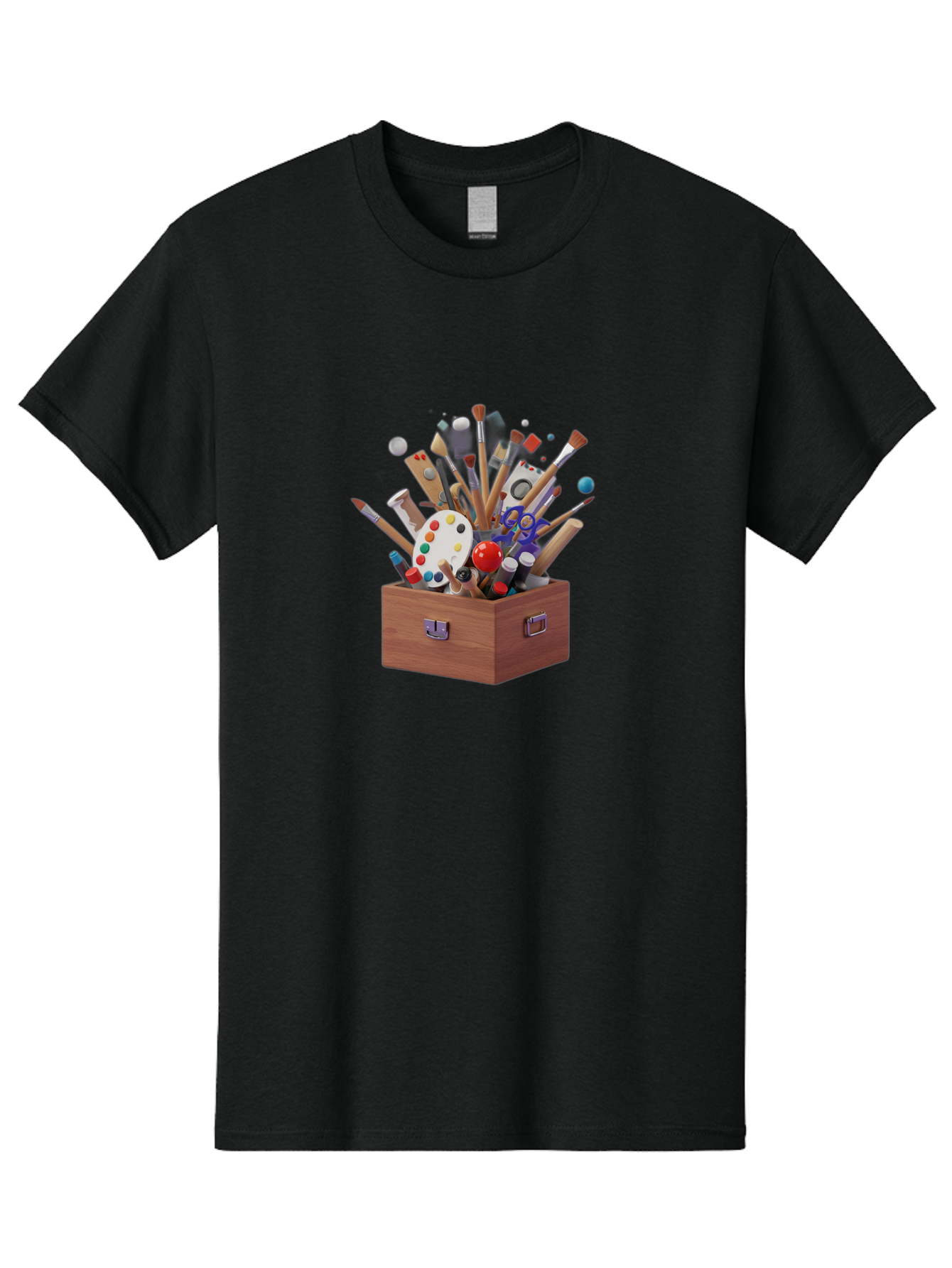 Artist-Toolbox Men'S Graphic Tee, 100% Cotton, Comfortable Casual Summer Wear, Machine Washable, Art Supplies, Paintbrushes, Palette, Paint Tubes, Creativity, Artistic Expression, Crafting, Diy, Art Studio, Painting Tools, Colorful Art Bac588
