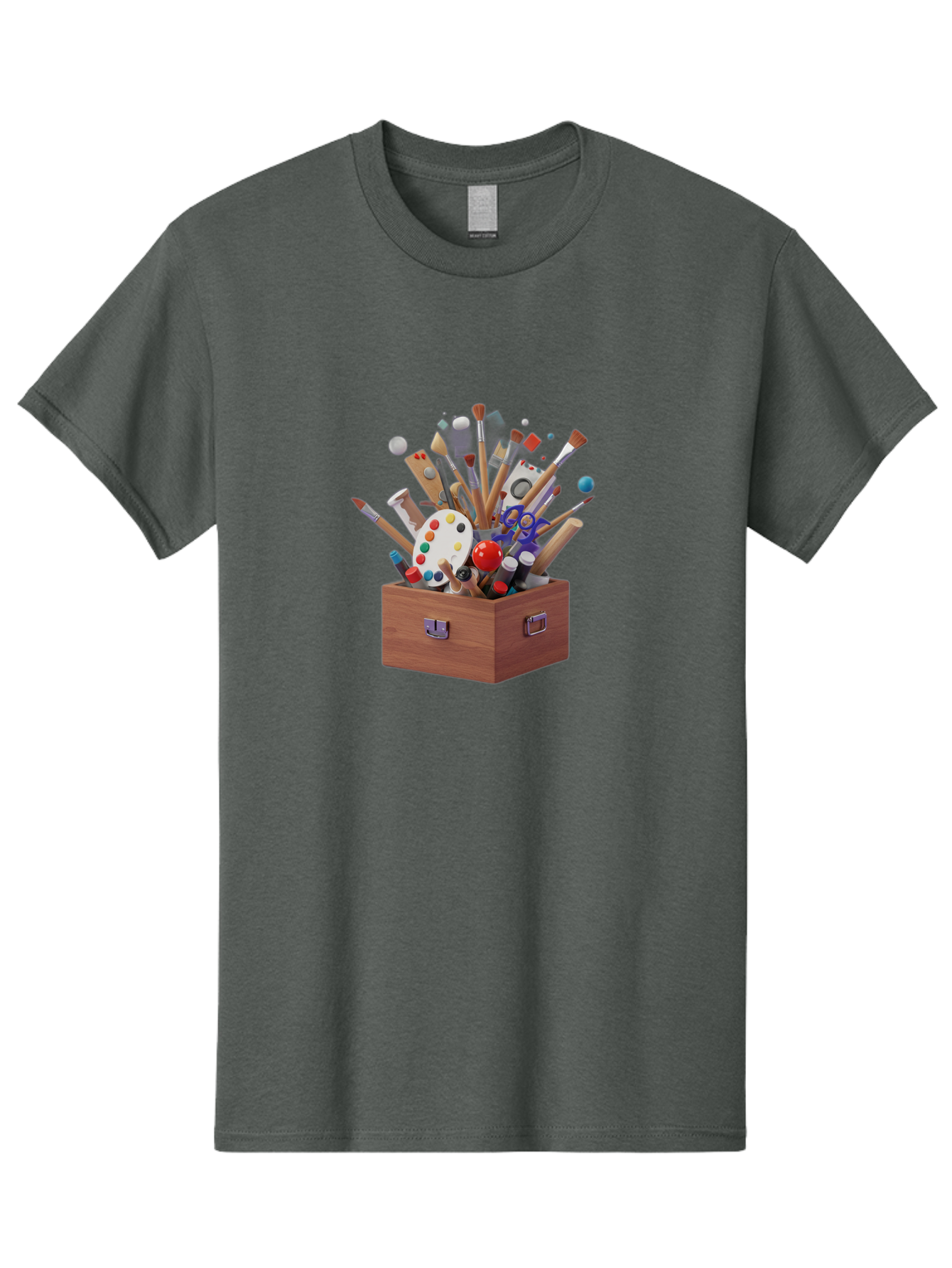 Artist-Toolbox Men'S Graphic Tee, 100% Cotton, Comfortable Casual Summer Wear, Machine Washable, Art Supplies, Paintbrushes, Palette, Paint Tubes, Creativity, Artistic Expression, Crafting, Diy, Art Studio, Painting Tools, Colorful Art Bac588