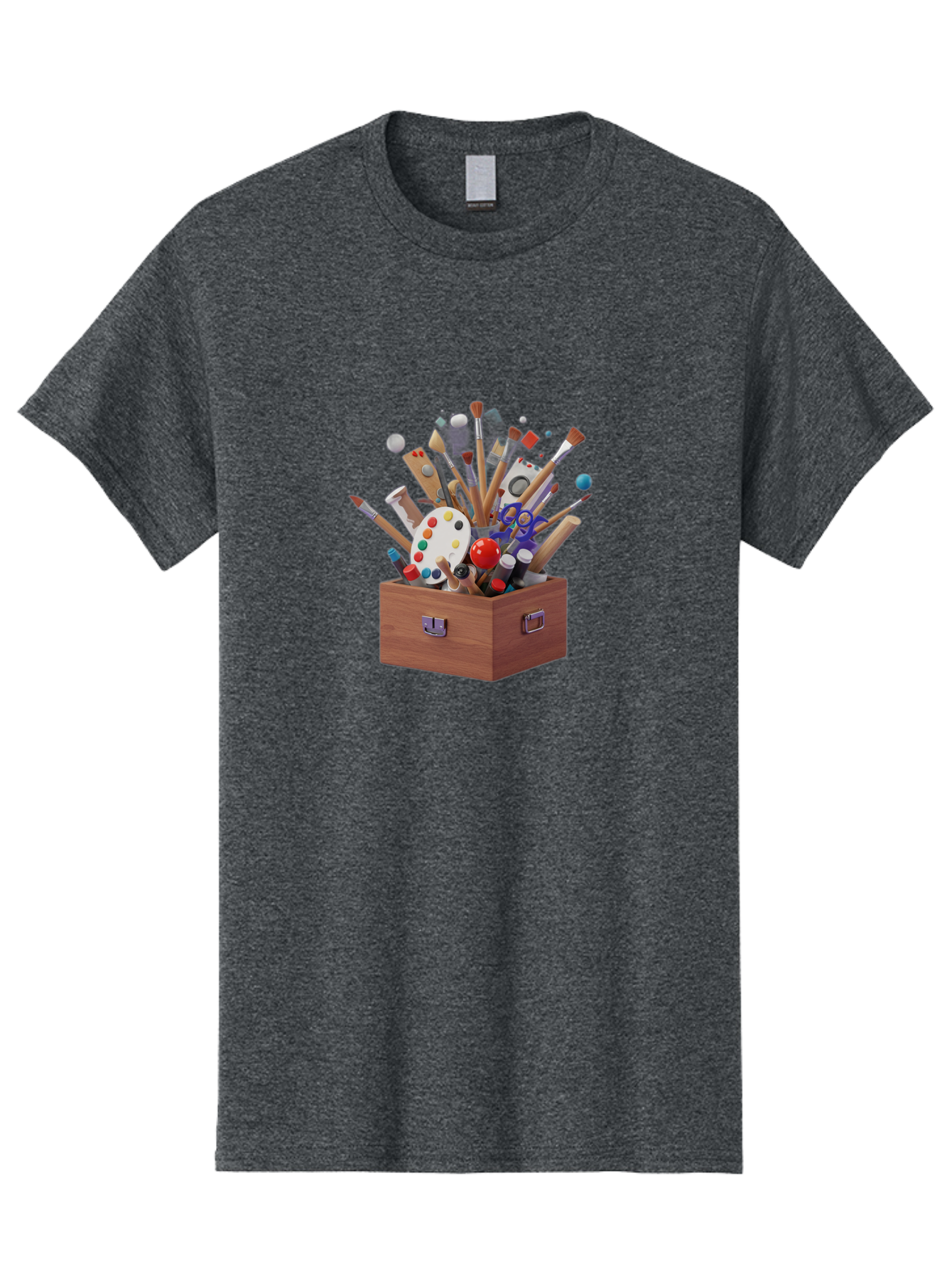 Artist-Toolbox Men'S Graphic Tee, 100% Cotton, Comfortable Casual Summer Wear, Machine Washable, Art Supplies, Paintbrushes, Palette, Paint Tubes, Creativity, Artistic Expression, Crafting, Diy, Art Studio, Painting Tools, Colorful Art Bac588