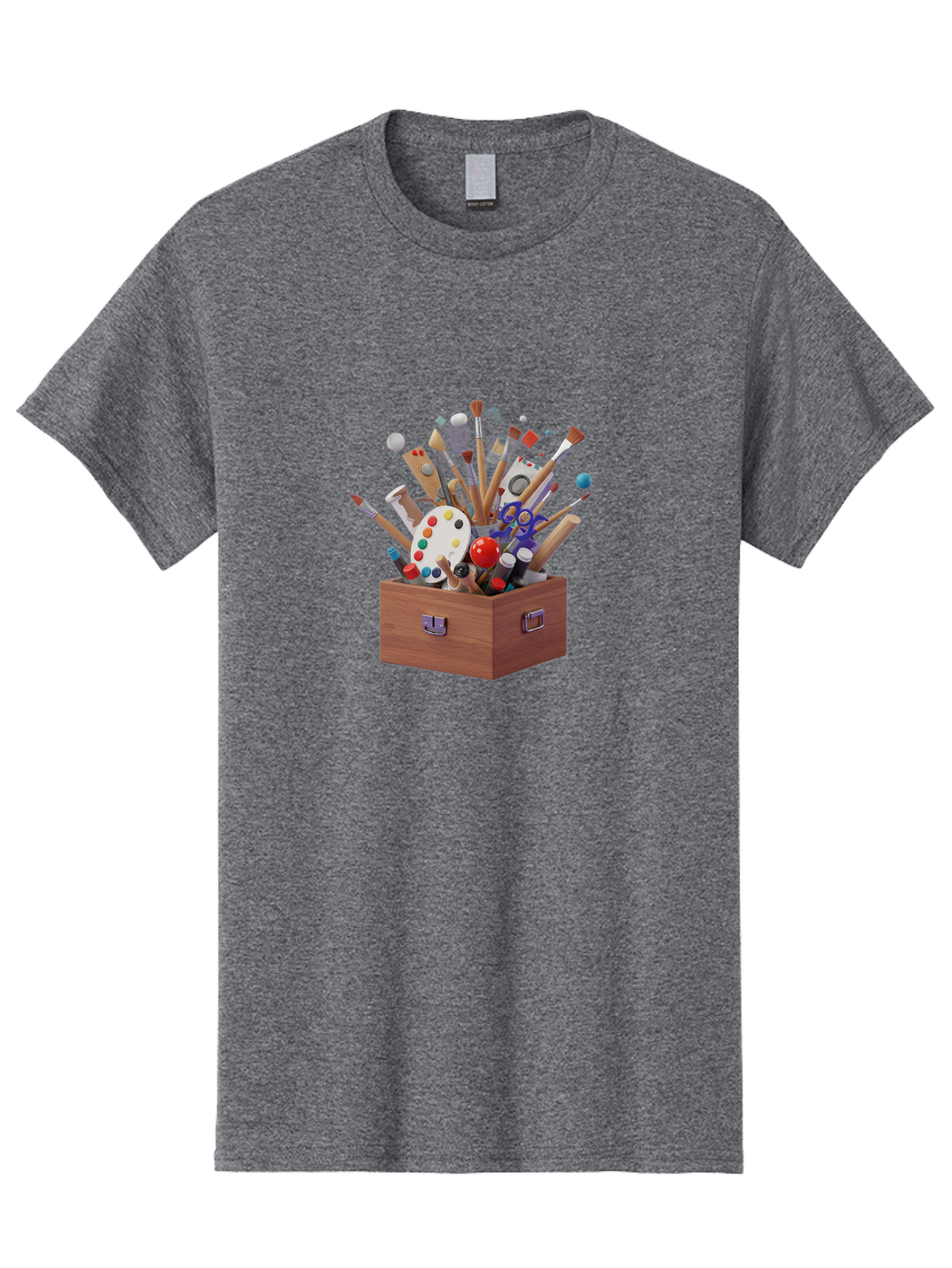 Artist-Toolbox Men'S Graphic Tee, 100% Cotton, Comfortable Casual Summer Wear, Machine Washable, Art Supplies, Paintbrushes, Palette, Paint Tubes, Creativity, Artistic Expression, Crafting, Diy, Art Studio, Painting Tools, Colorful Art Bac588