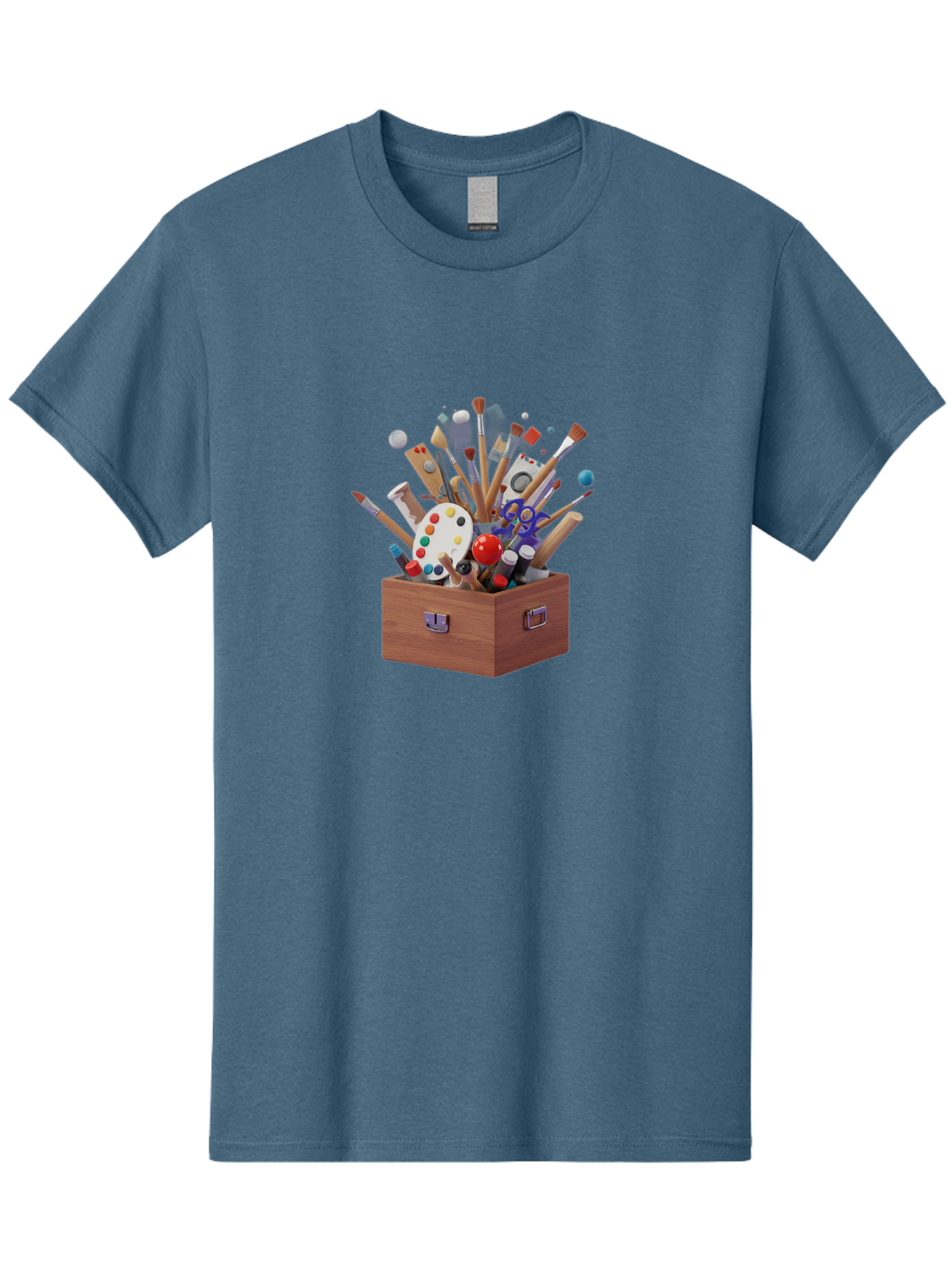 Artist-Toolbox Men'S Graphic Tee, 100% Cotton, Comfortable Casual Summer Wear, Machine Washable, Art Supplies, Paintbrushes, Palette, Paint Tubes, Creativity, Artistic Expression, Crafting, Diy, Art Studio, Painting Tools, Colorful Art Bac588