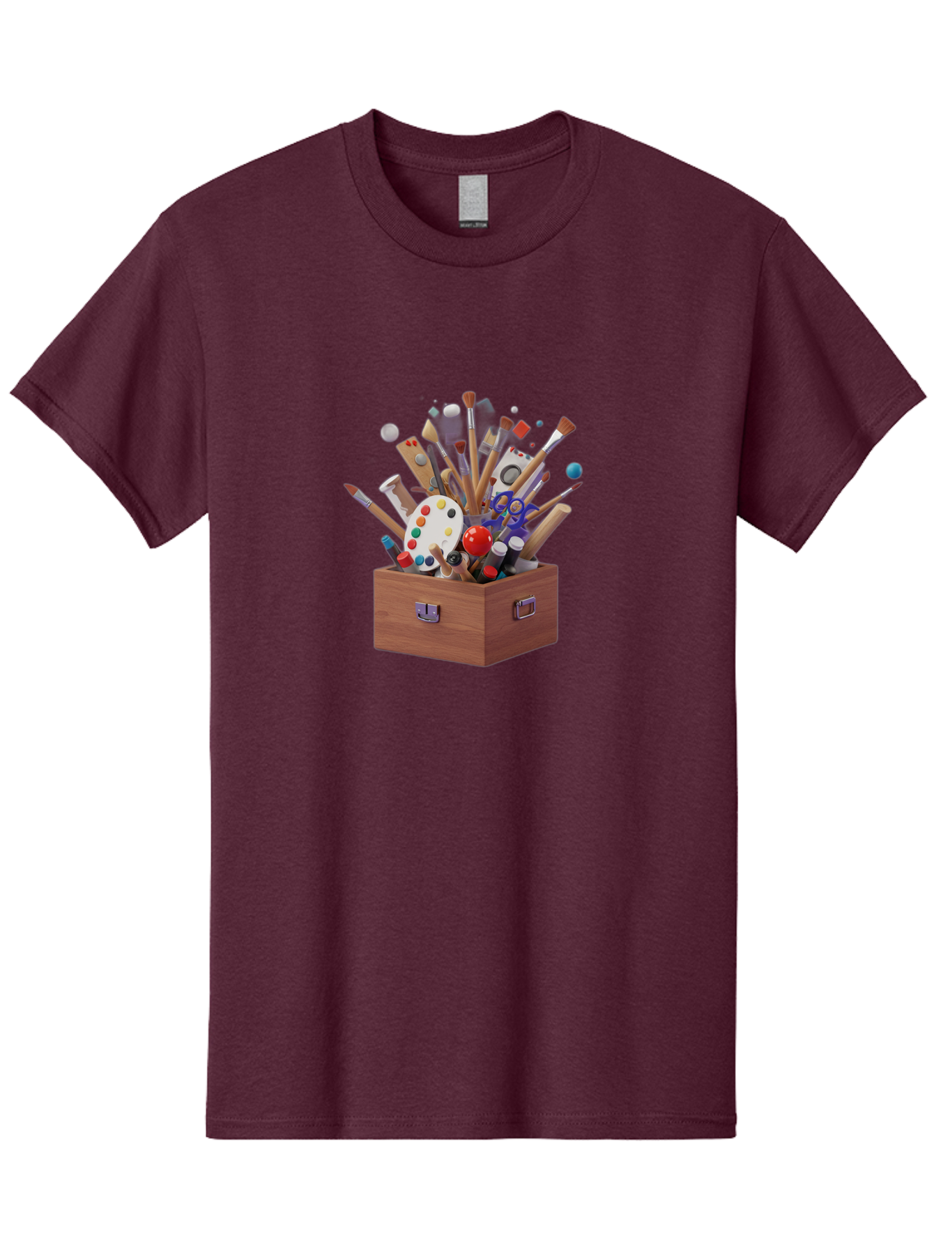 Artist-Toolbox Men'S Graphic Tee, 100% Cotton, Comfortable Casual Summer Wear, Machine Washable, Art Supplies, Paintbrushes, Palette, Paint Tubes, Creativity, Artistic Expression, Crafting, Diy, Art Studio, Painting Tools, Colorful Art Bac588