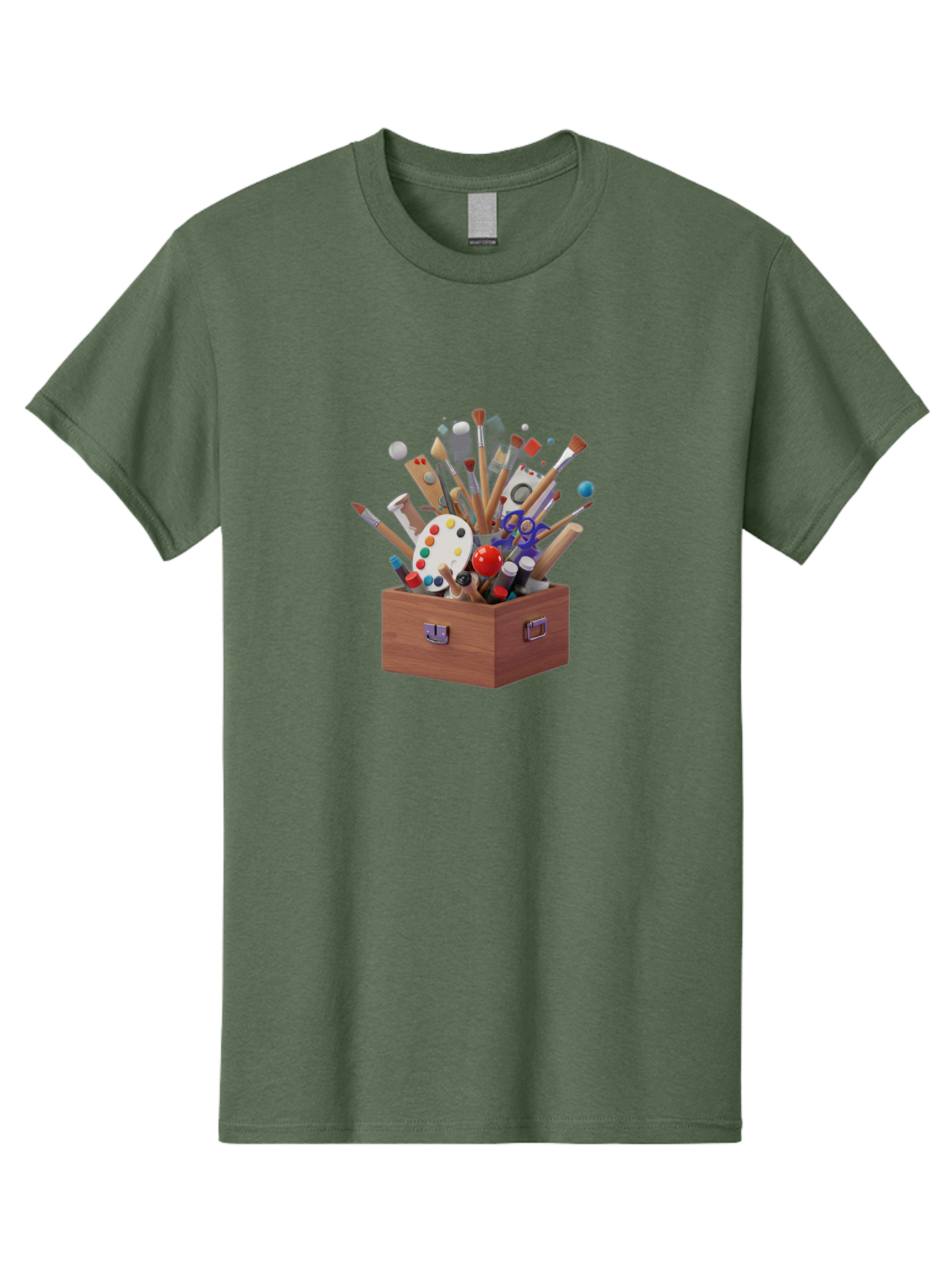 Artist-Toolbox Men'S Graphic Tee, 100% Cotton, Comfortable Casual Summer Wear, Machine Washable, Art Supplies, Paintbrushes, Palette, Paint Tubes, Creativity, Artistic Expression, Crafting, Diy, Art Studio, Painting Tools, Colorful Art Bac588