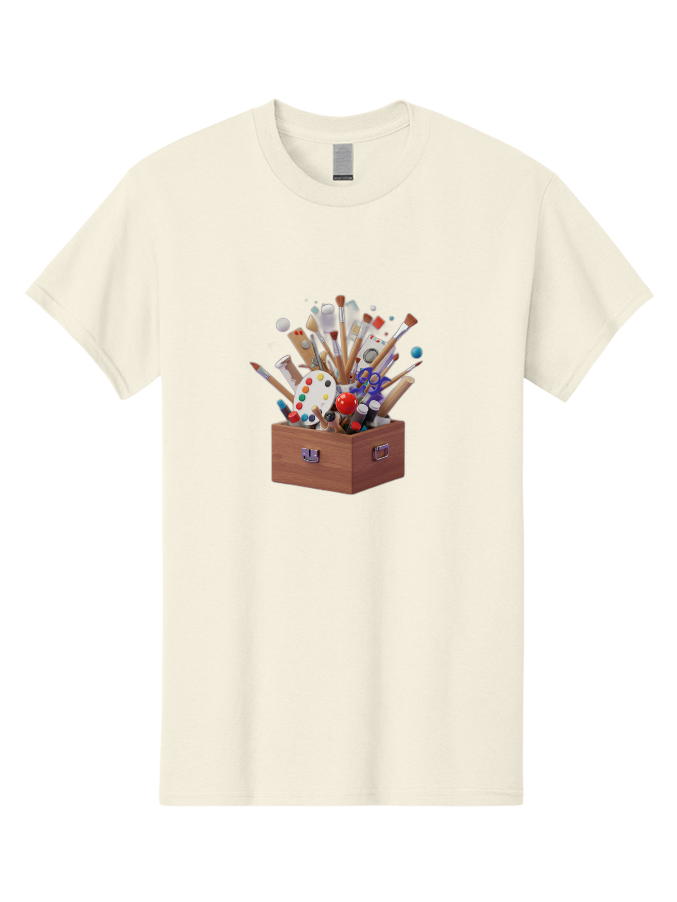 Artist-Toolbox Men'S Graphic Tee, 100% Cotton, Comfortable Casual Summer Wear, Machine Washable, Art Supplies, Paintbrushes, Palette, Paint Tubes, Creativity, Artistic Expression, Crafting, Diy, Art Studio, Painting Tools, Colorful Art Bac588