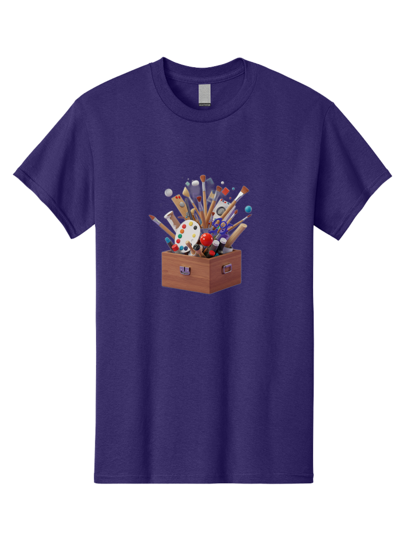 Artist-Toolbox Men'S Graphic Tee, 100% Cotton, Comfortable Casual Summer Wear, Machine Washable, Art Supplies, Paintbrushes, Palette, Paint Tubes, Creativity, Artistic Expression, Crafting, Diy, Art Studio, Painting Tools, Colorful Art Bac588
